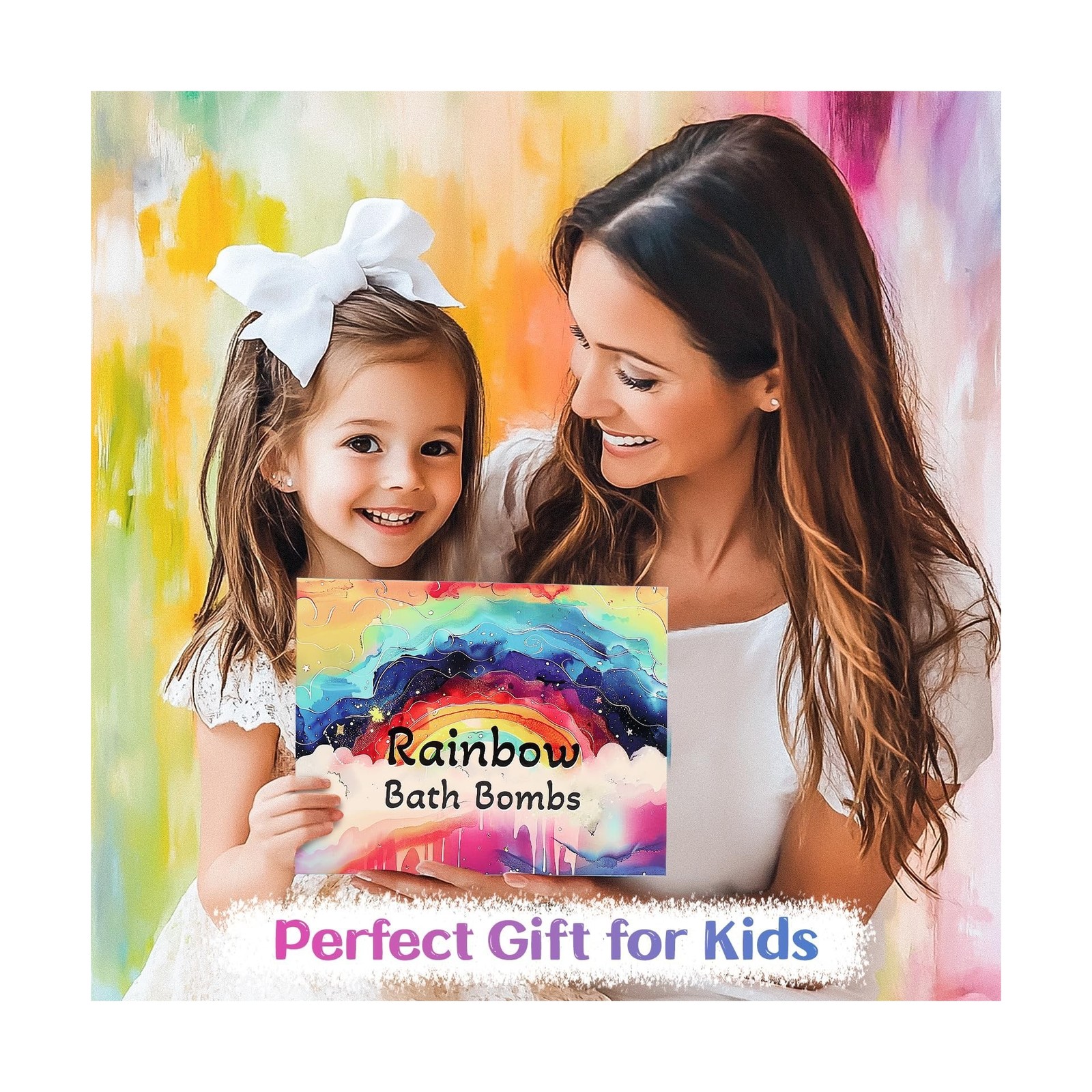 Rainbow Bath Bombs for Kids – 4 Pcs Handmade Natural Kids Bath Bombs, Organic…
