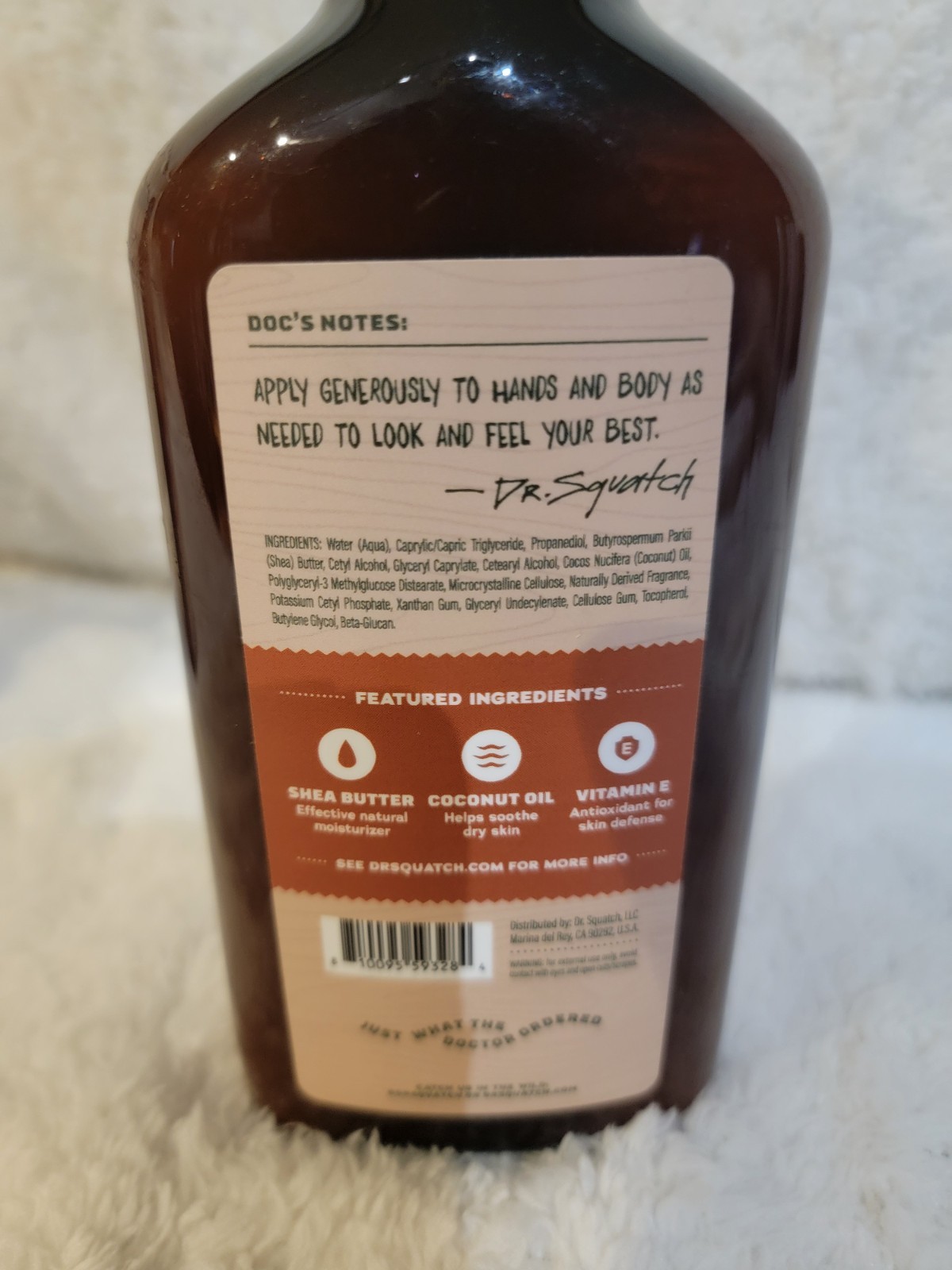 Dr Squatch Natural Moisturizing Hand & Body Lotion Wood Barrel Bourbon 10 oz