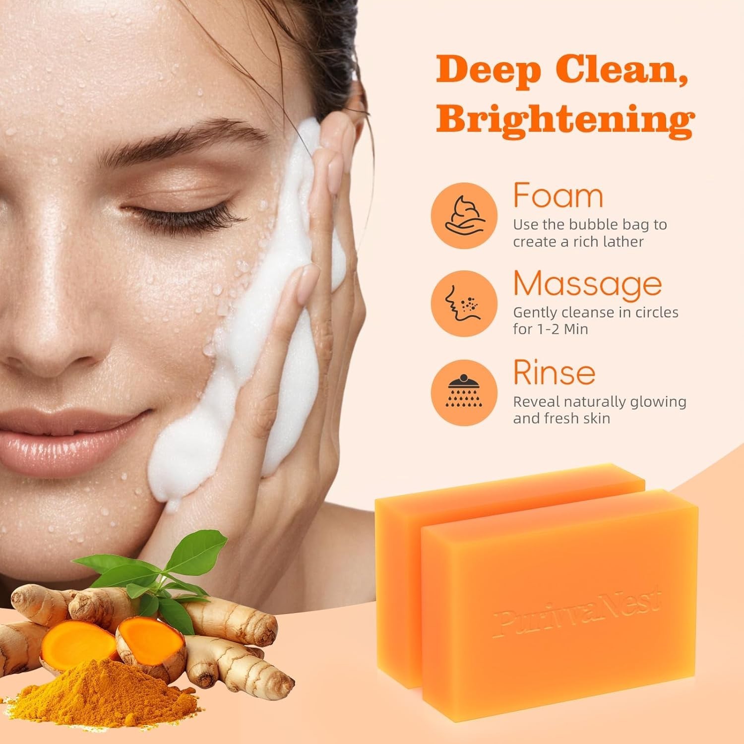 Turmeric Kojic Acid Soap Bar with Vitamin C & Shea Butter – Brightening Facial C