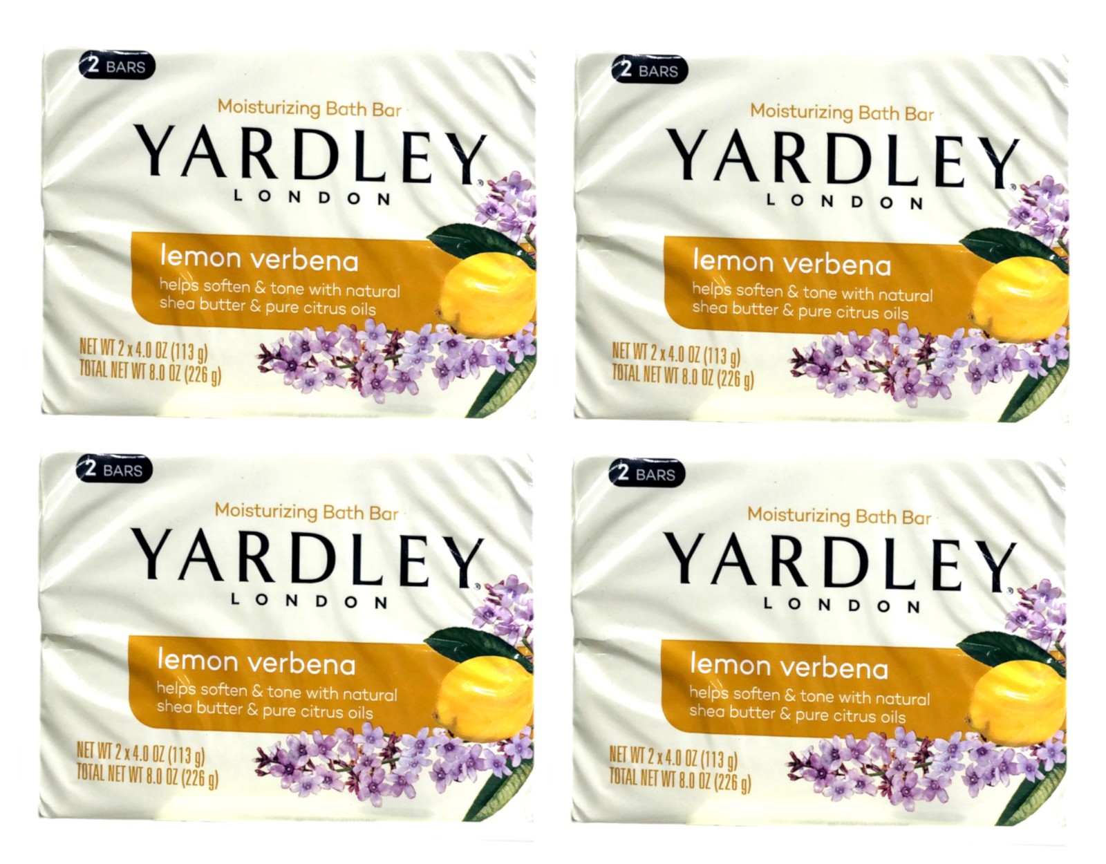 Yardley London Moisturizing Soap Lemon Verbena 2 x 4oz Bars – Pack of 4