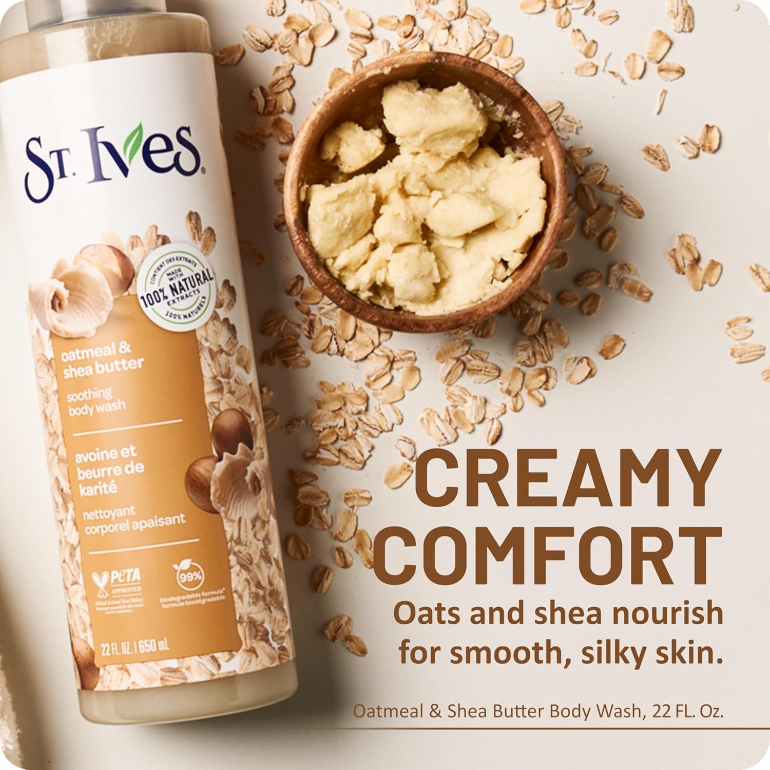 Oatmeal & Shea Butter Body Wash | Body Wash for Sensitive and Dry Skin | 22 Fl.