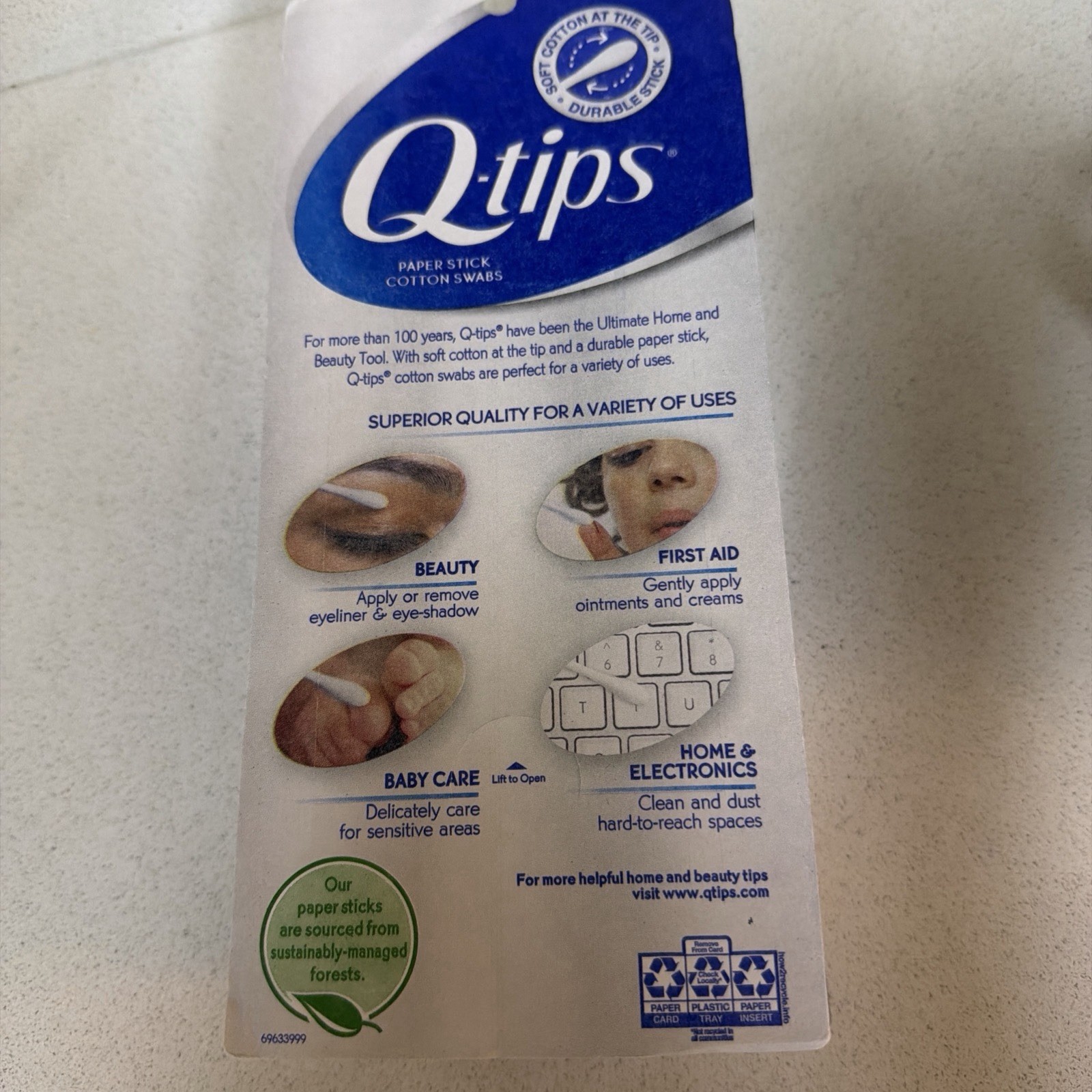 Q-TIPS COTTON SWABS 625 CT Q-TIPS COTTON SWABS. Free Shipping!