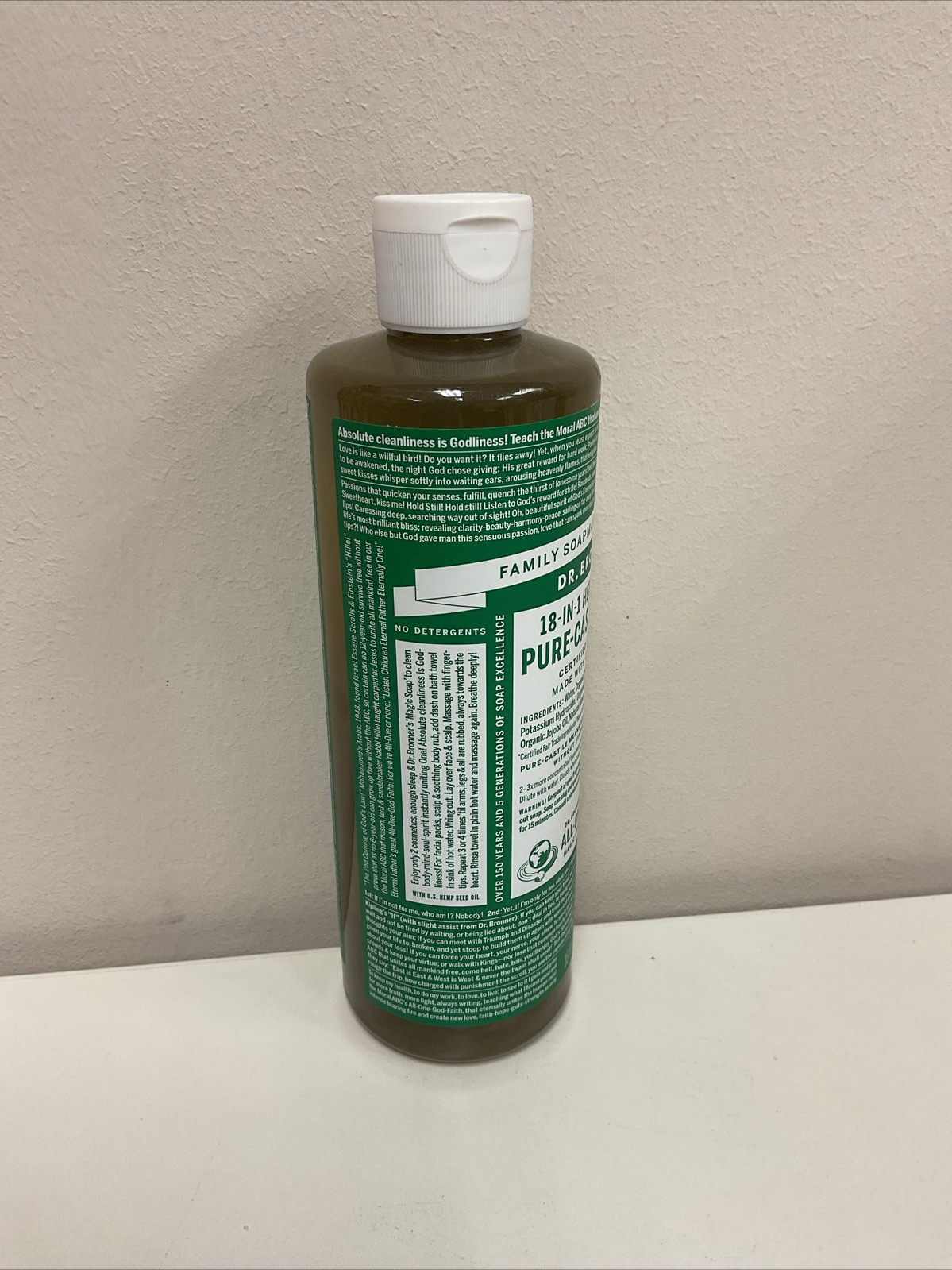 Sealed Dr Bronner’s 18-In-1 Hemp Almond Pure-Castile Soap 16fl oz 473ml