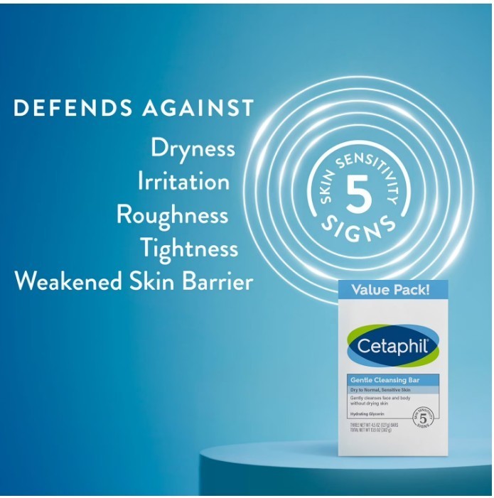 Cetaphil Gentle Cleansing Bar Soap Dry to Normal Sensitive 6 Bars