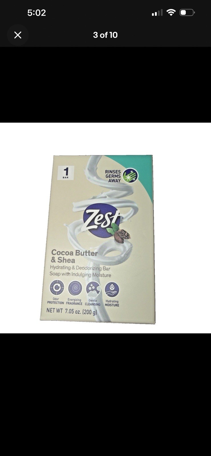 12 Zest Jumbo COCOA BUTTER & SHEA Hydrating & Deodorizing Jumbo Bar Soap 12 DELM