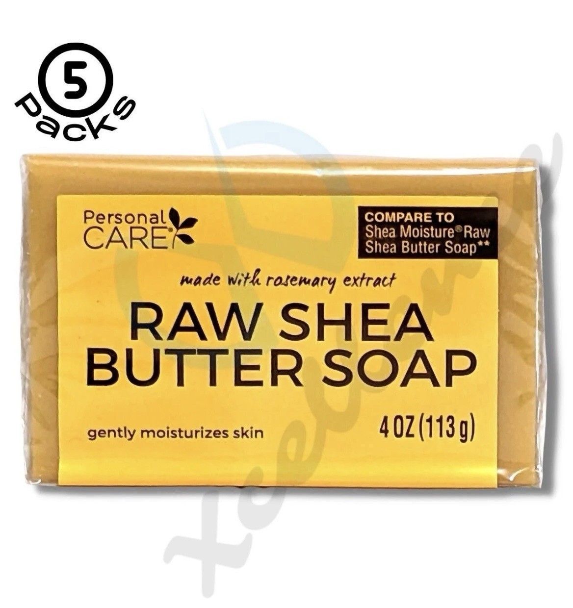 Raw Shea Butter Bar Soap by Personal Care, Gently Moisturizes Skin, 5 Packs