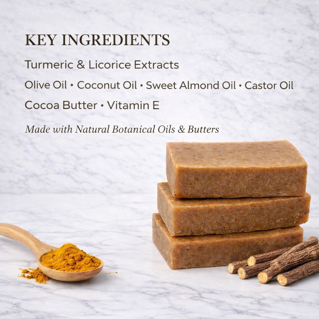 EST E OVEST Natural Turmeric & Licorice Soap – 5 oz Brightening • Clarifying •