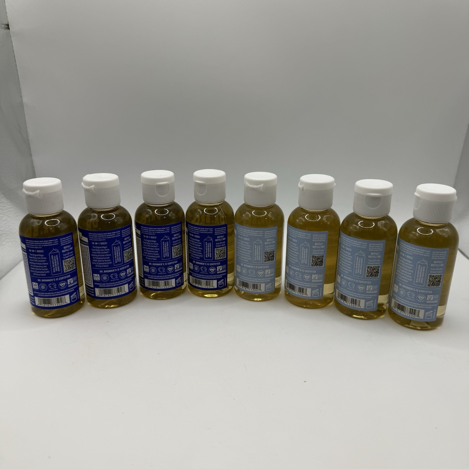 Lot 8 Dr Bronner’s 2oz Magic Soap Peppermint & Baby Unscented Travel