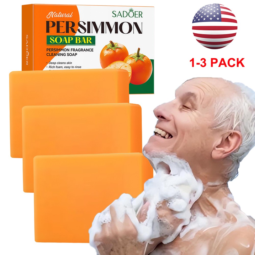 1~3PCS SADOER Persimmon Soap Bar Body Odor Control Deodorant Soap for Men&Women
