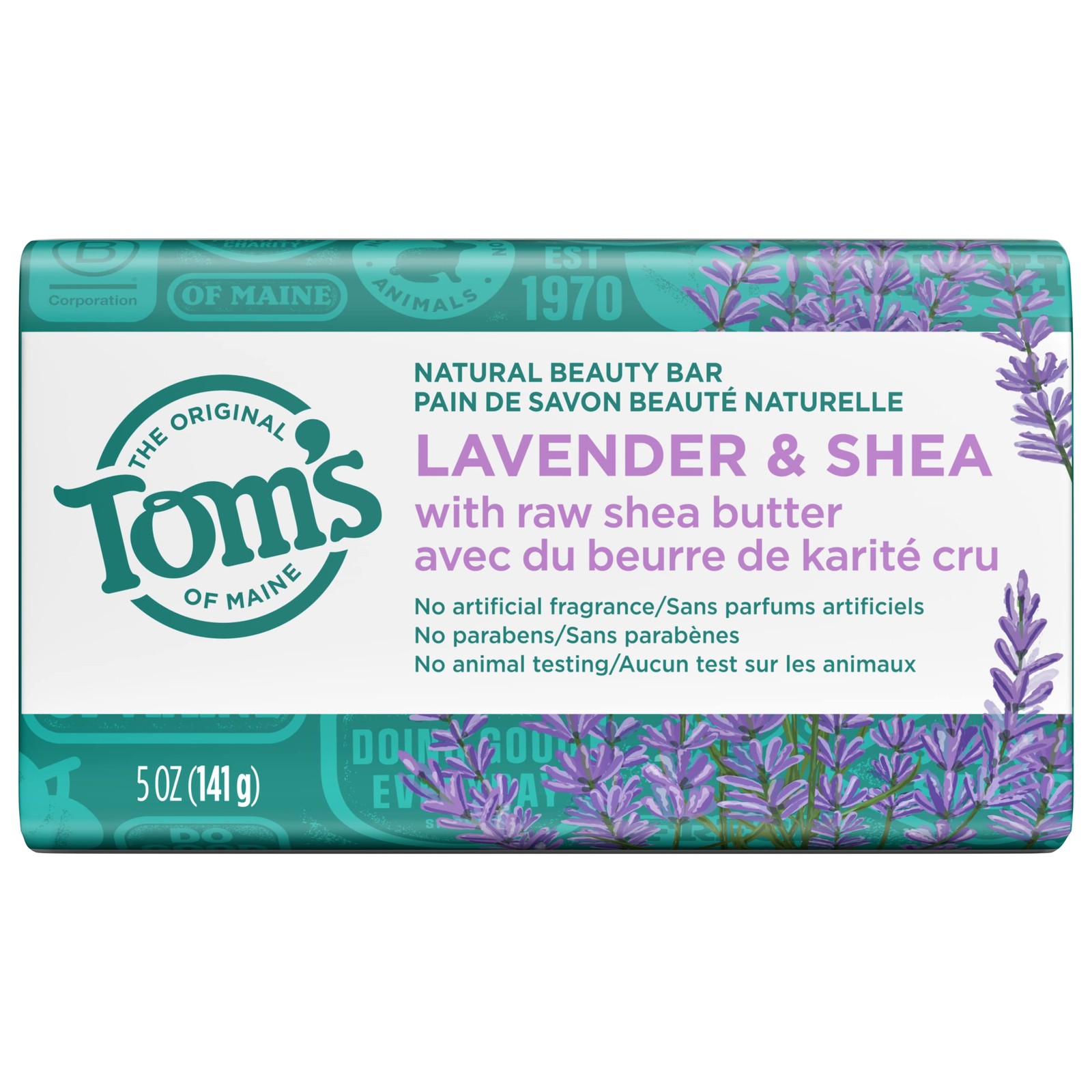 Natural Beauty Bar Soap, Lavender & Shea With Raw Shea Butter, 5 oz.