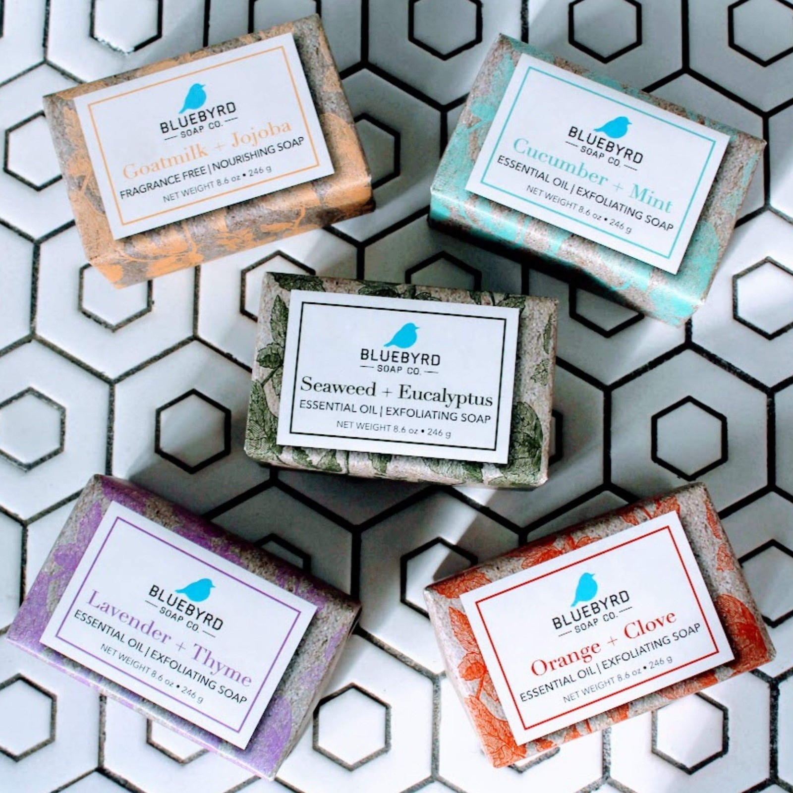 BLUEBYRD Soap Co. 5-Pack Variety Set Exfoliating Essential Oil Soap Bars | 10…