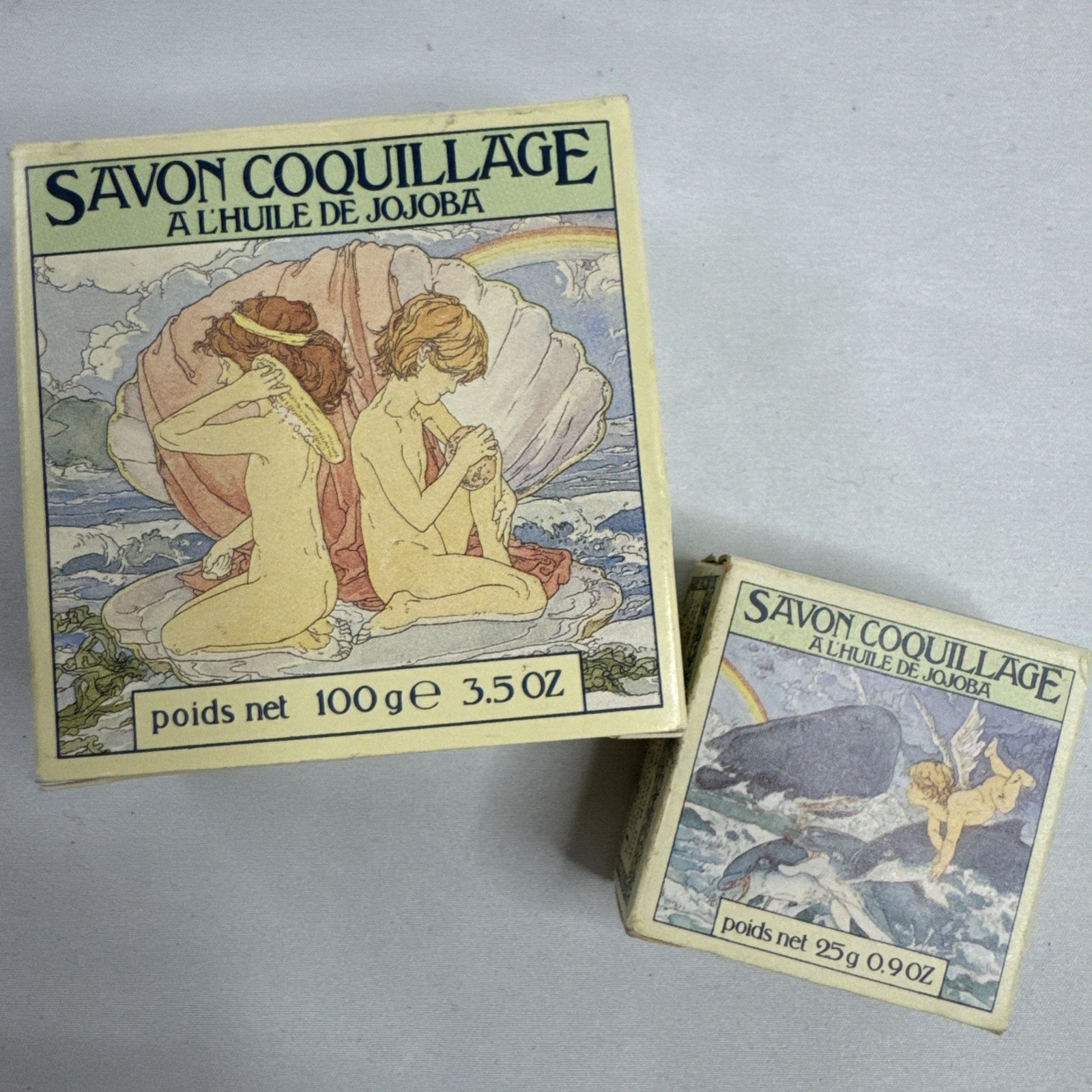 Set of 2 Crabtree Evelyn Jojoba Oil 3.5oz & 0.9oz Seashell Soap Lot Vintage NEW