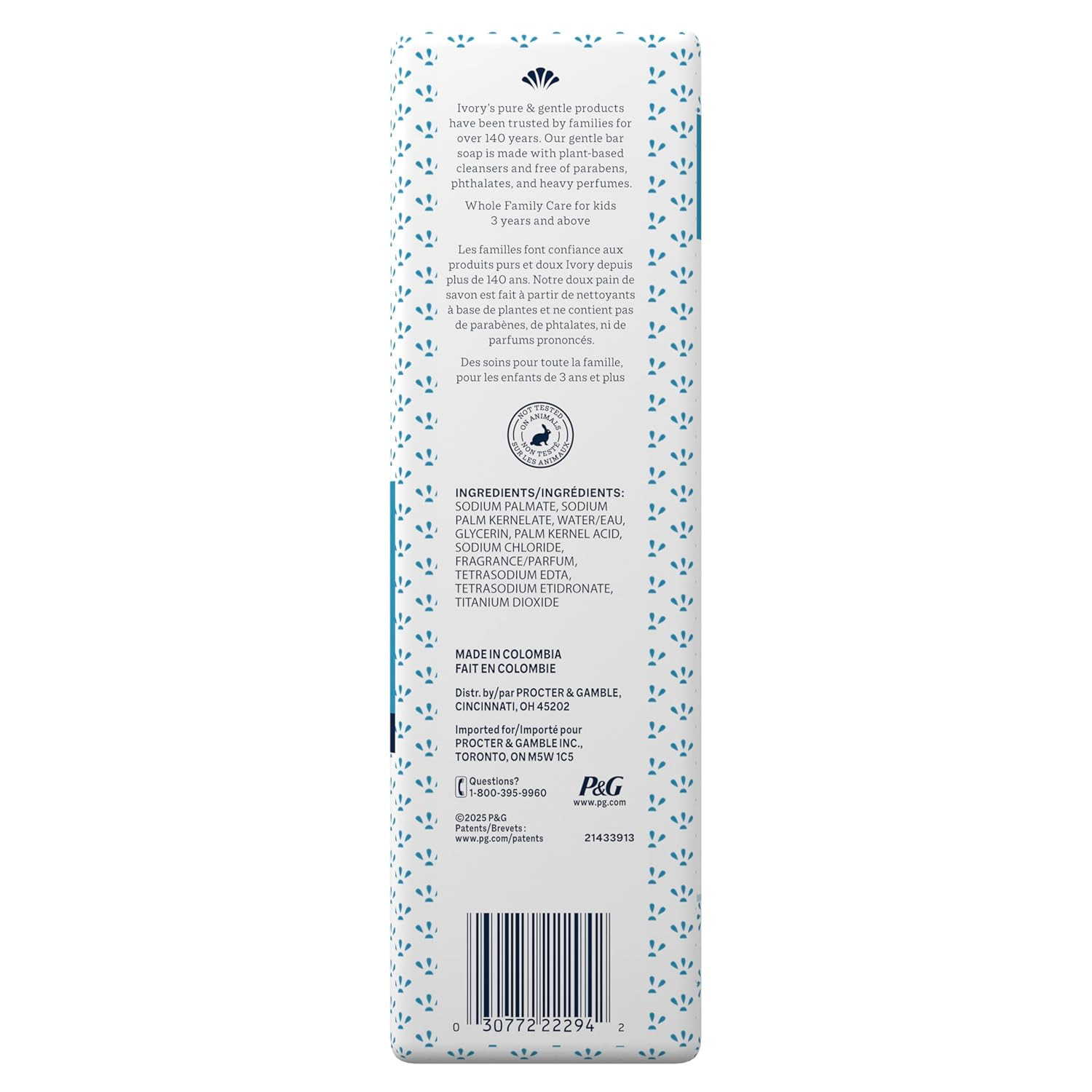 10 Pack Gentle Bar Soap, Plant-Based Cleanser for All Skin Types, 4 Oz