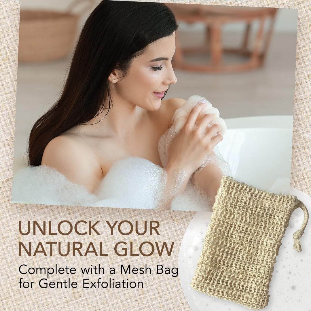 Triple-Milled Goat Milk Soap Set – Unscented Luxury with Soap Saver Bag