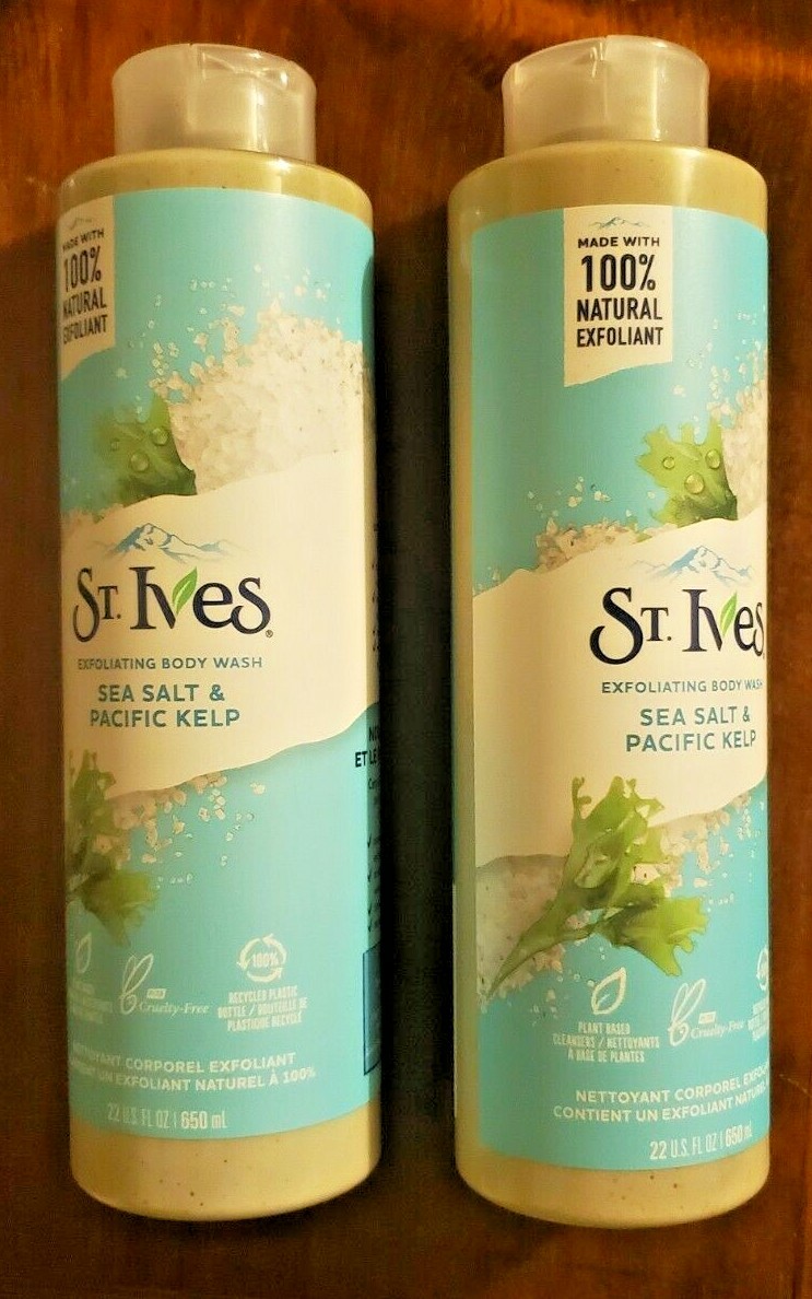 2 PACK ST IVES EXFOLIATING BODY WASH SEA SALT & KELP 22 OZ EACH