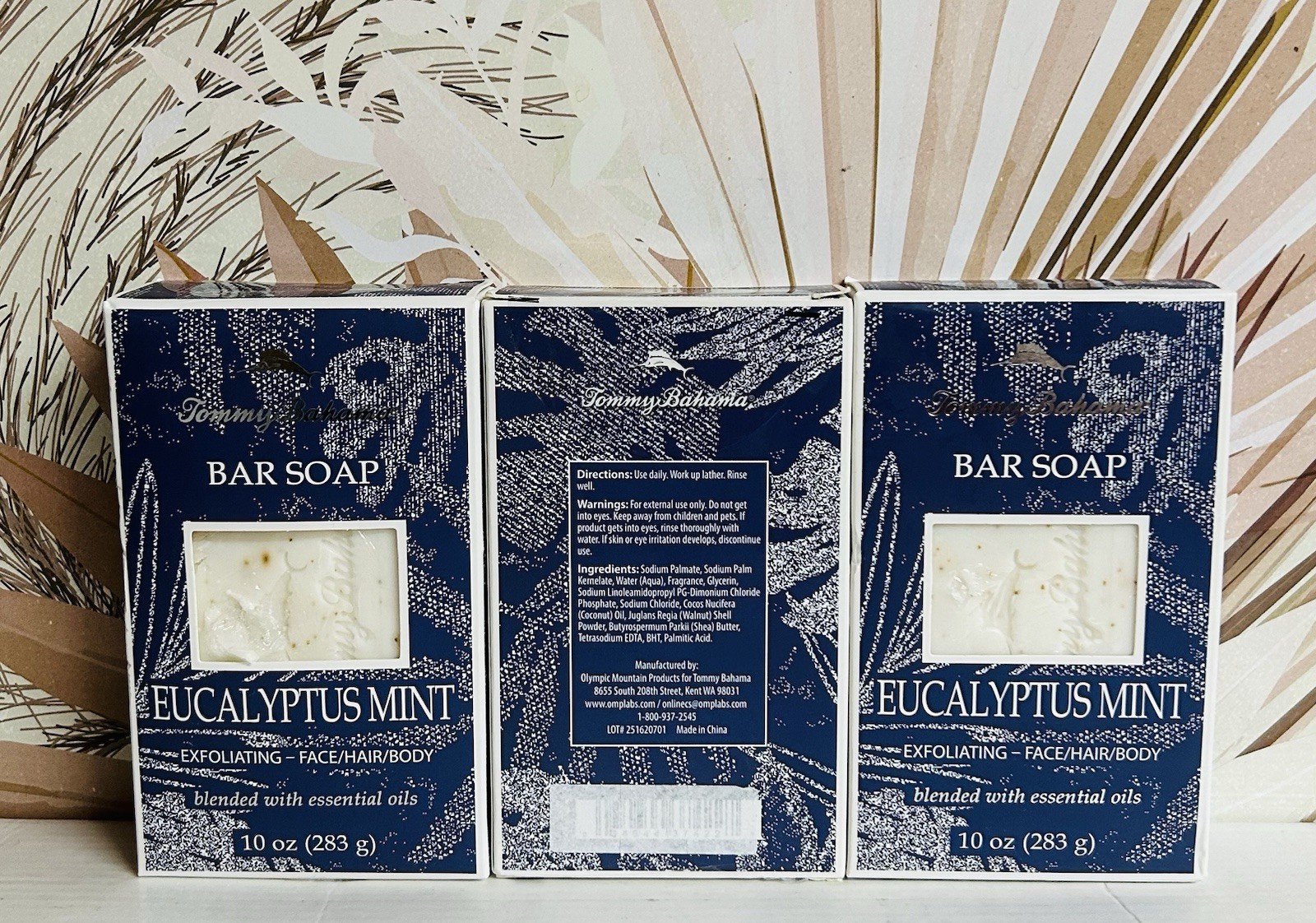 3-Pack Tommy Bahama ~ Eucalyptus Mint Exfoliating Bar Soap 10 oz Each