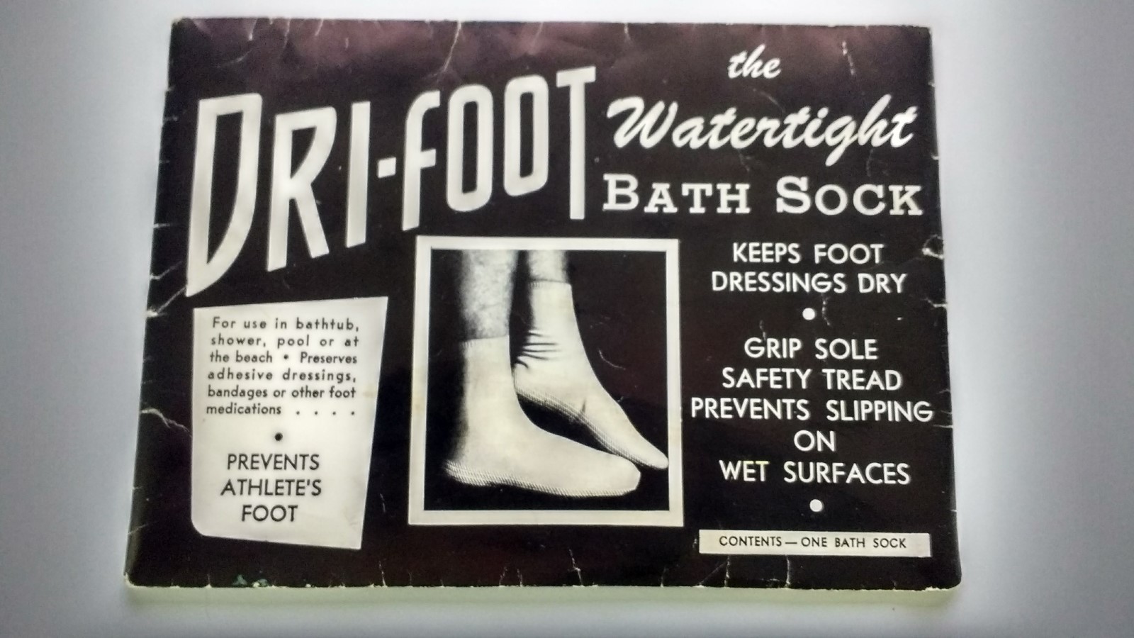 RARE UNIQUE Vintage DRI-FOOT watertight bath sock in original advertising pack