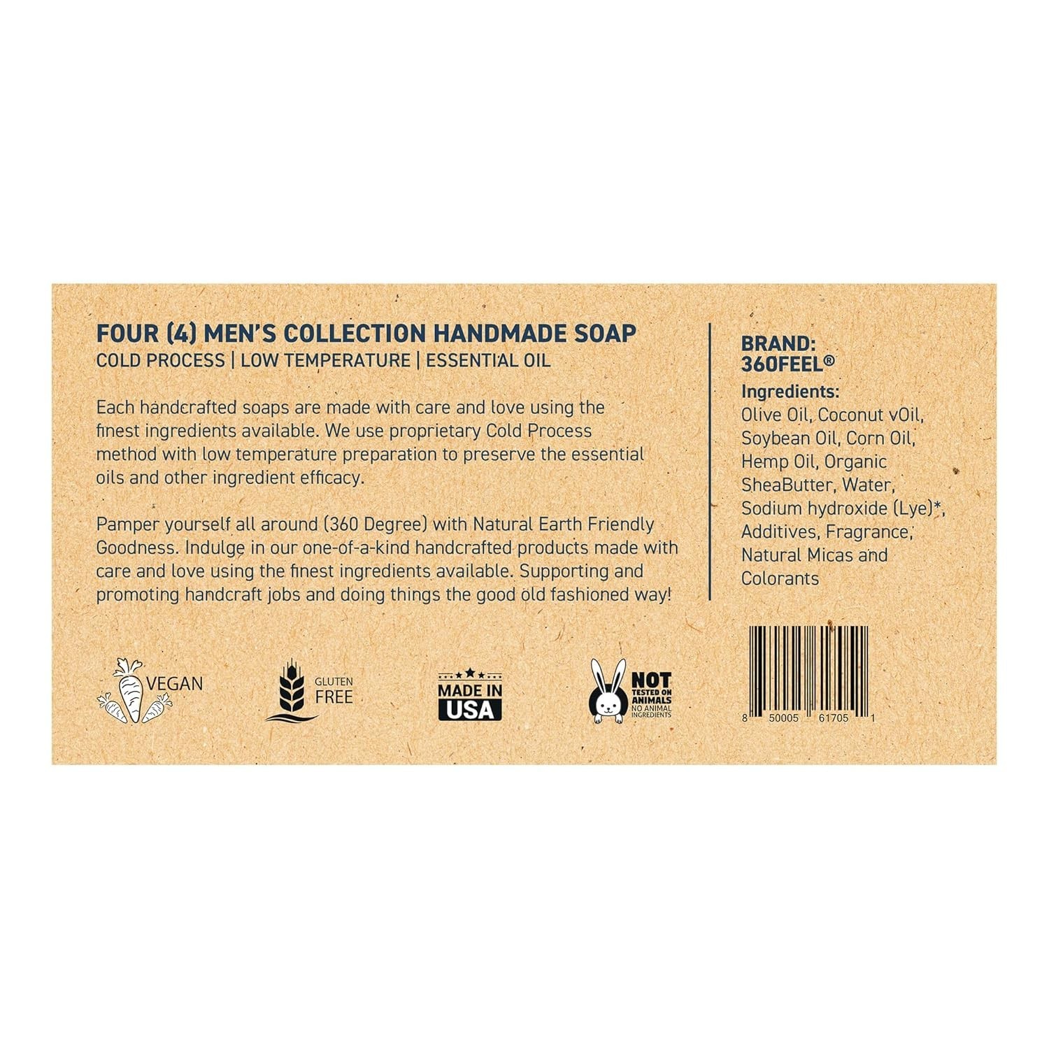 Artisan Men’s Soap Collection – Sensitive Skin Formula, 4 Travel Size Bars