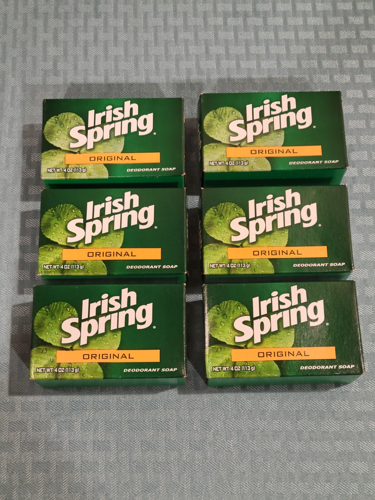 6 Original IRISH SPRING Deodorant Bar Soap 4 Oz Box 9923868 No Flaxseed Oil NOS