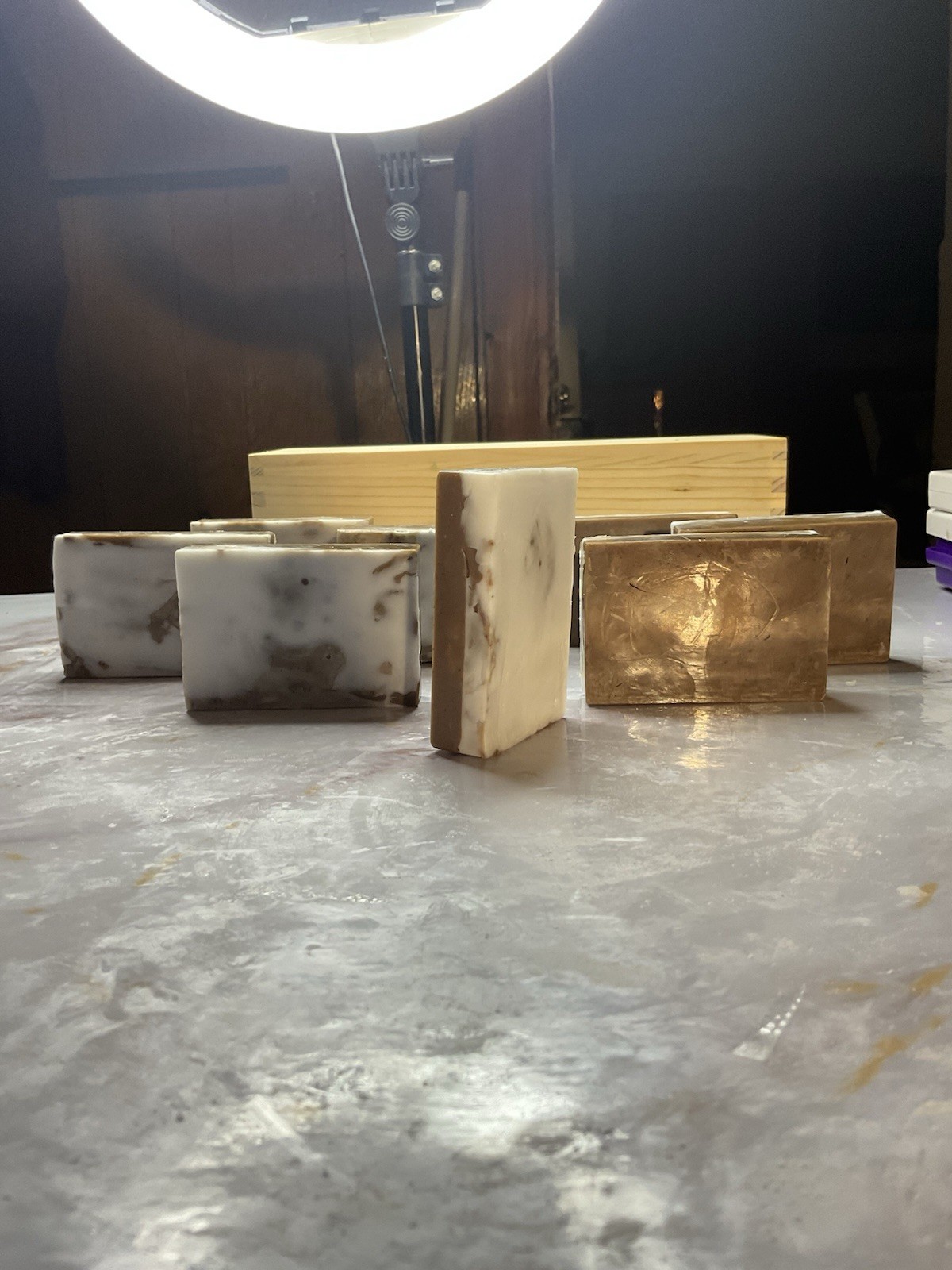 Marbled Brown and White Rectangular Body Bar Soaps for Body, Hands, Face