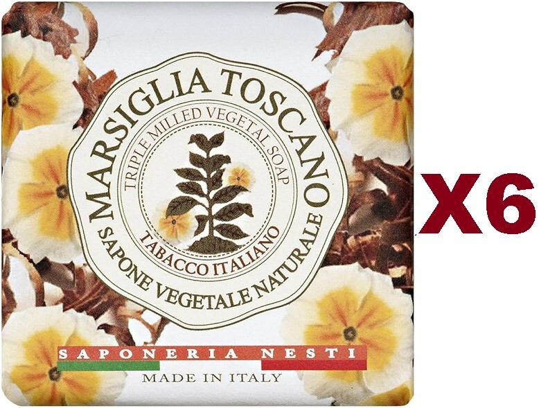 6 PCS MARSEILLE SOAP TUSCAN ITALIAN TOBACCO 200GR MADE IN ITALY