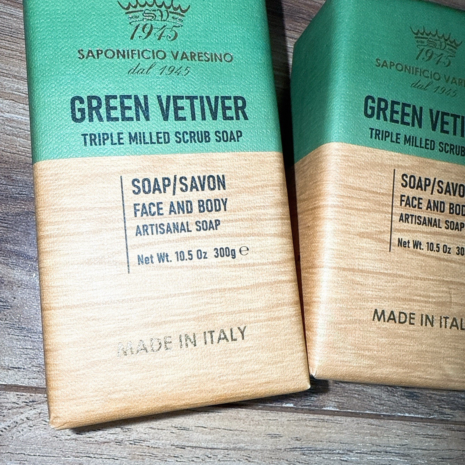 2PCS SAPONIFICIO VARESINO Face & Body Scrub Scented Soap Bar GREEN VETIVER