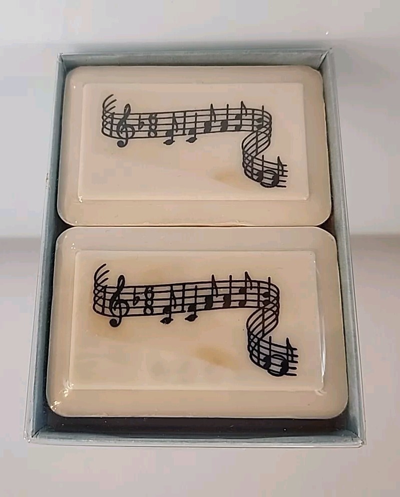 Vintage Katherine Gray French Milled Soap w/ Cold Cream 2 Bar Music Notes New