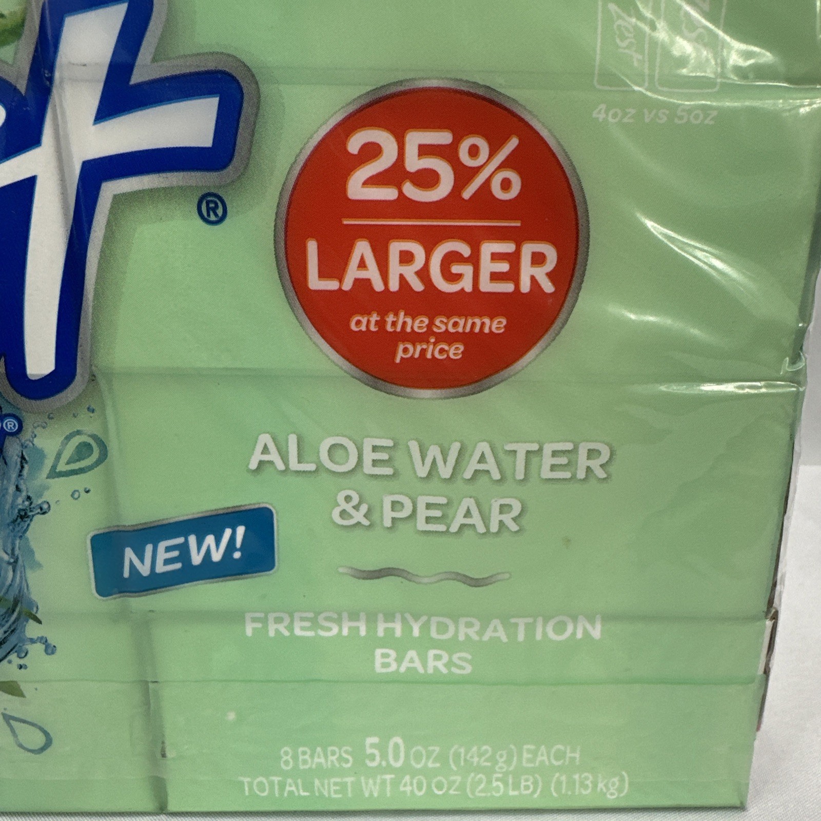 Zest Aloe Water & Pear Fresh Hydration Bar Soap 8 Pack 5 oz Bars New Sealed