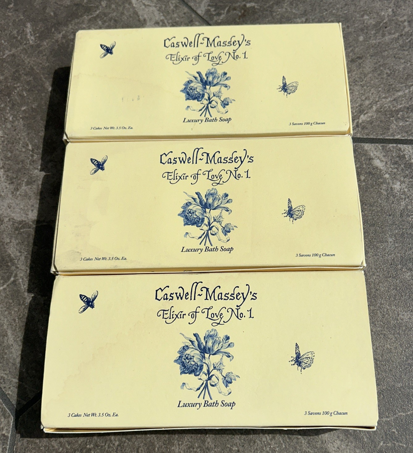 Caswell Massey Elixir Of Love No.1 Luxury Bath Soap 3 Boxes 9 BARS Total