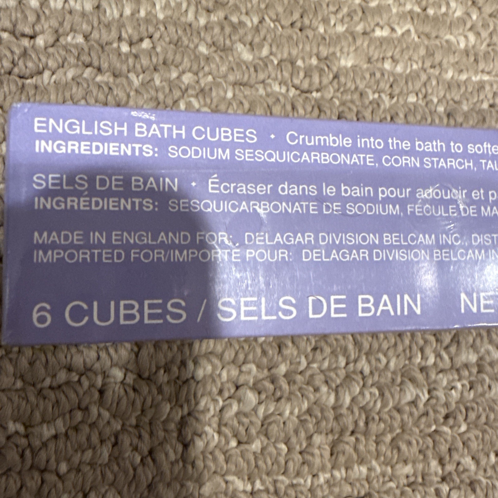 Six Sealed Delagar English Bath Cube Set Made in England Floral Scents 9 oz Salt