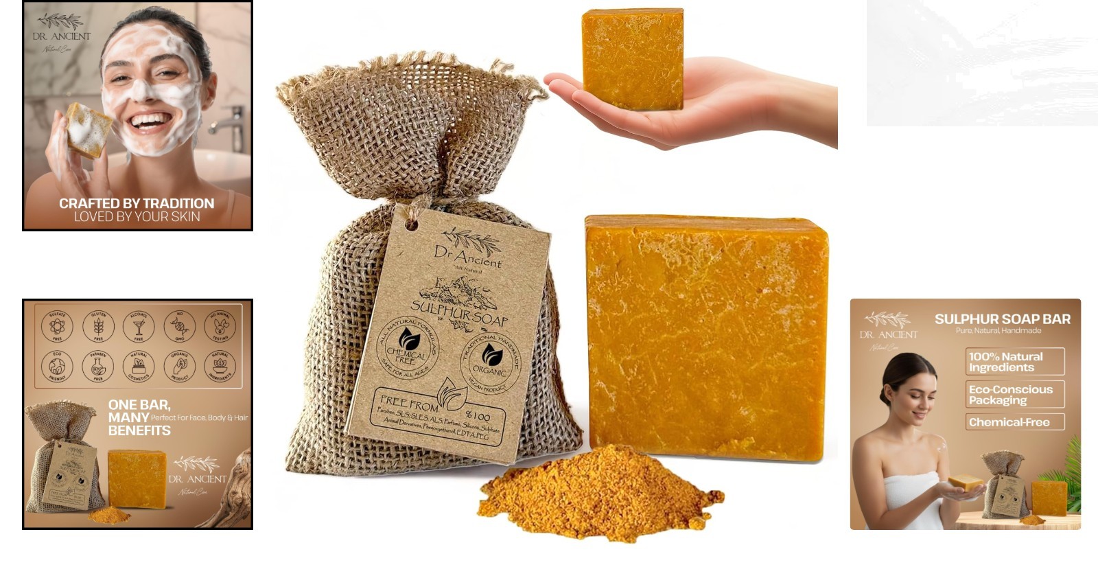 Chemical-Free Organic Sulfur Soap Bar – Perfect for Oily Skin & Acne Treatment