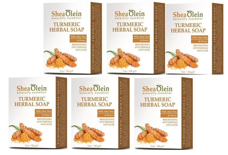 6 Pack Shea Olein -Turmeric Herbal – Soap 5 OZ