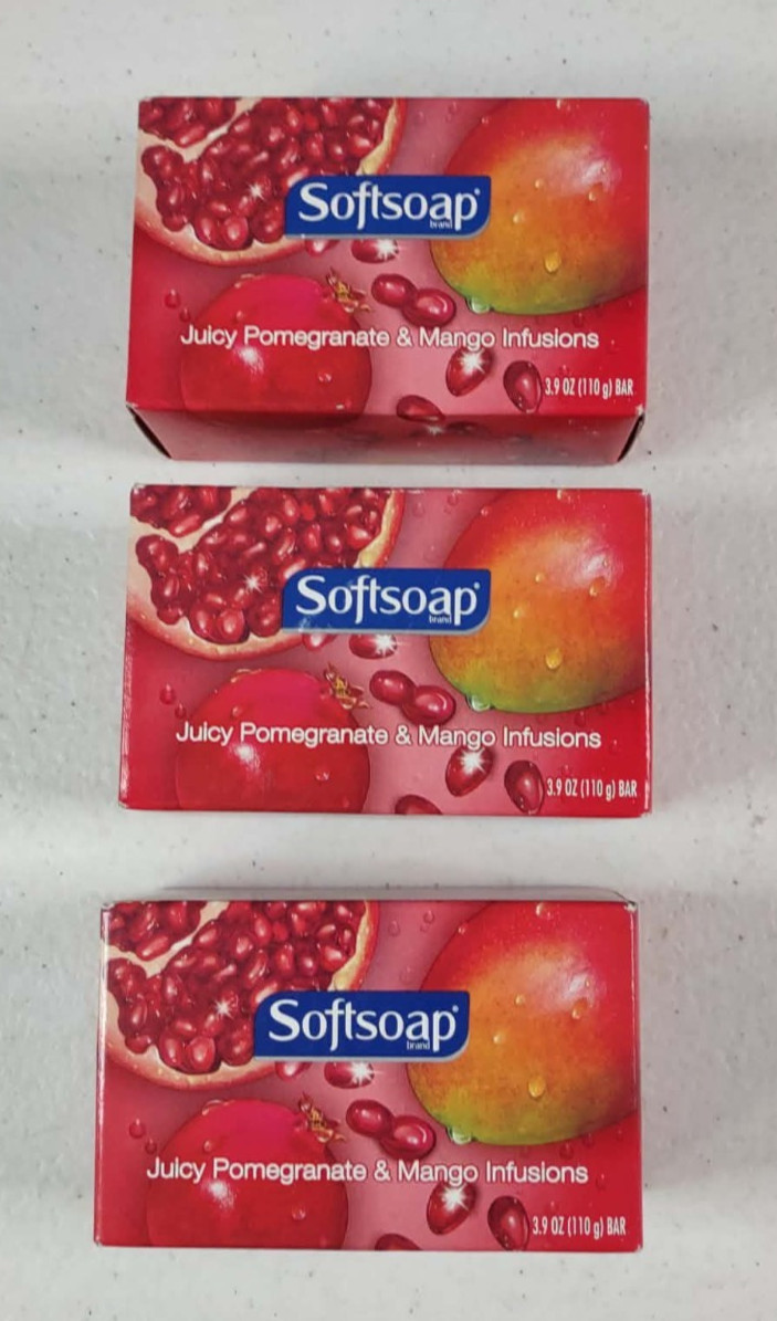 3 Softsoap Juicy Pomegranate & Mango Infusions Bar Soap NEW