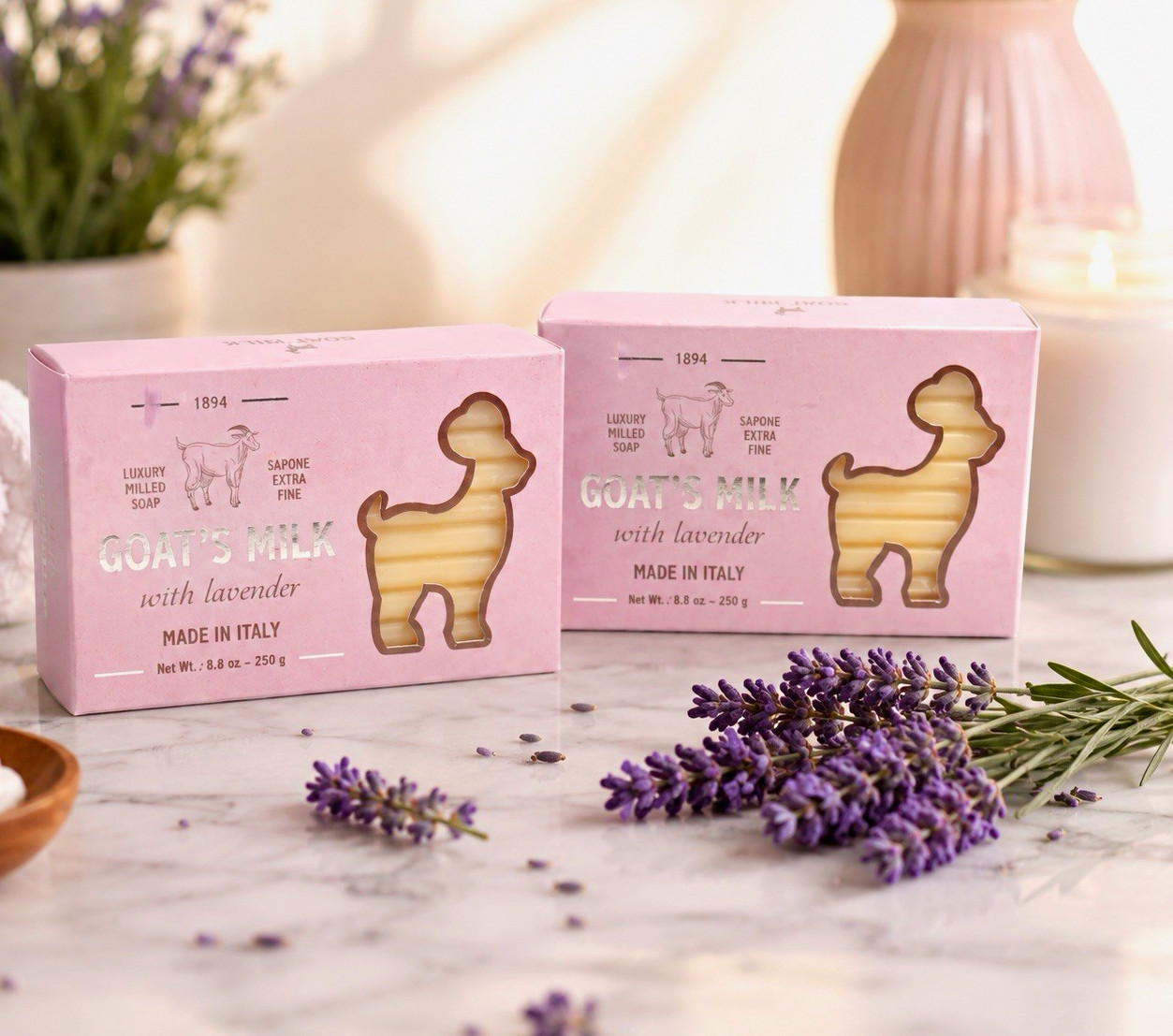 Goat’s Milk Lavender Soap Duo 2-Pack 8.8 oz Made in Italy