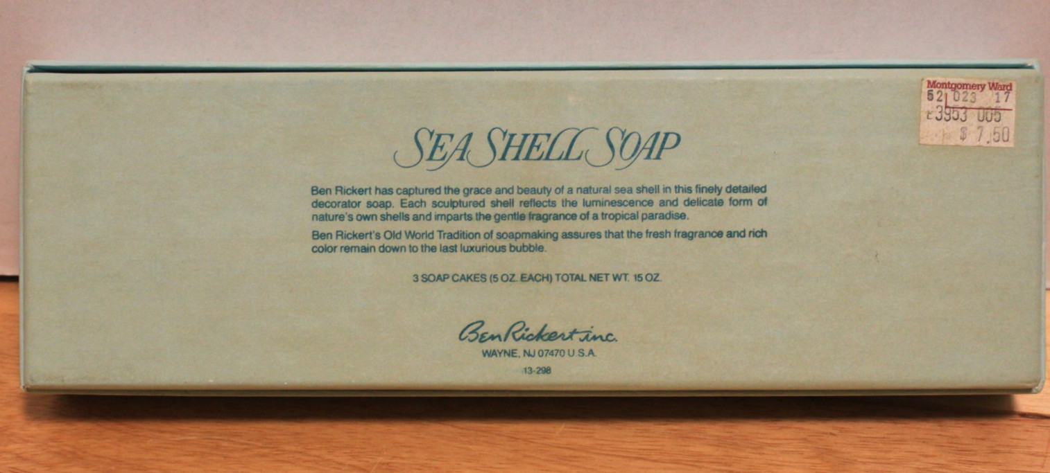 Ben Rickert Soaps Large Seashell Soap Bars Blue-Orange-Pink 6 Pack NEW IN BOX
