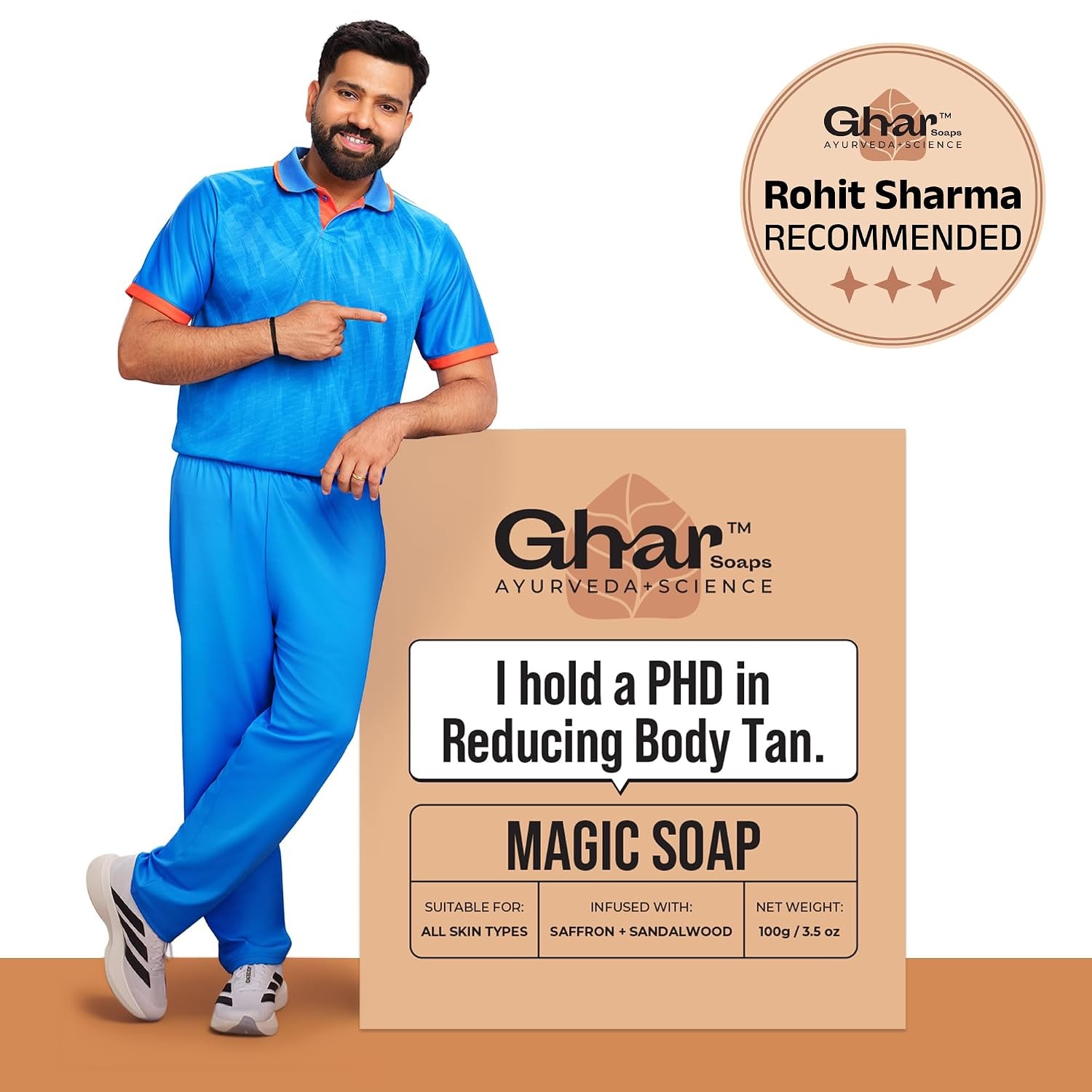 Ghar Soaps Sandalwood & Saffron Bath Soap 100g Handmade Paraben Free