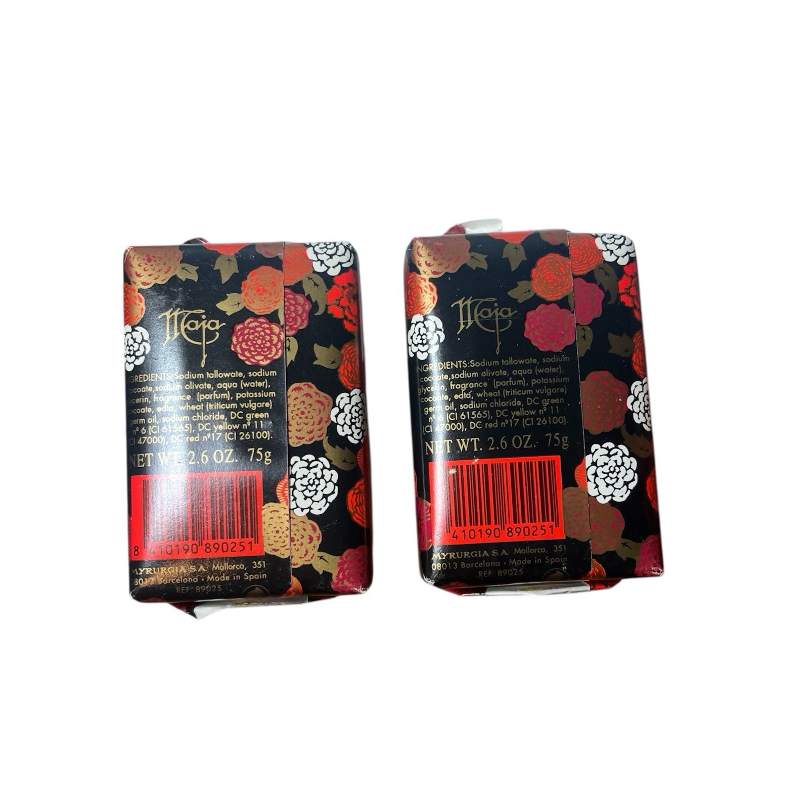 2 Vintage Jabon Maja Myrurgia Soap 2.6 Oz Bars Made In Spain