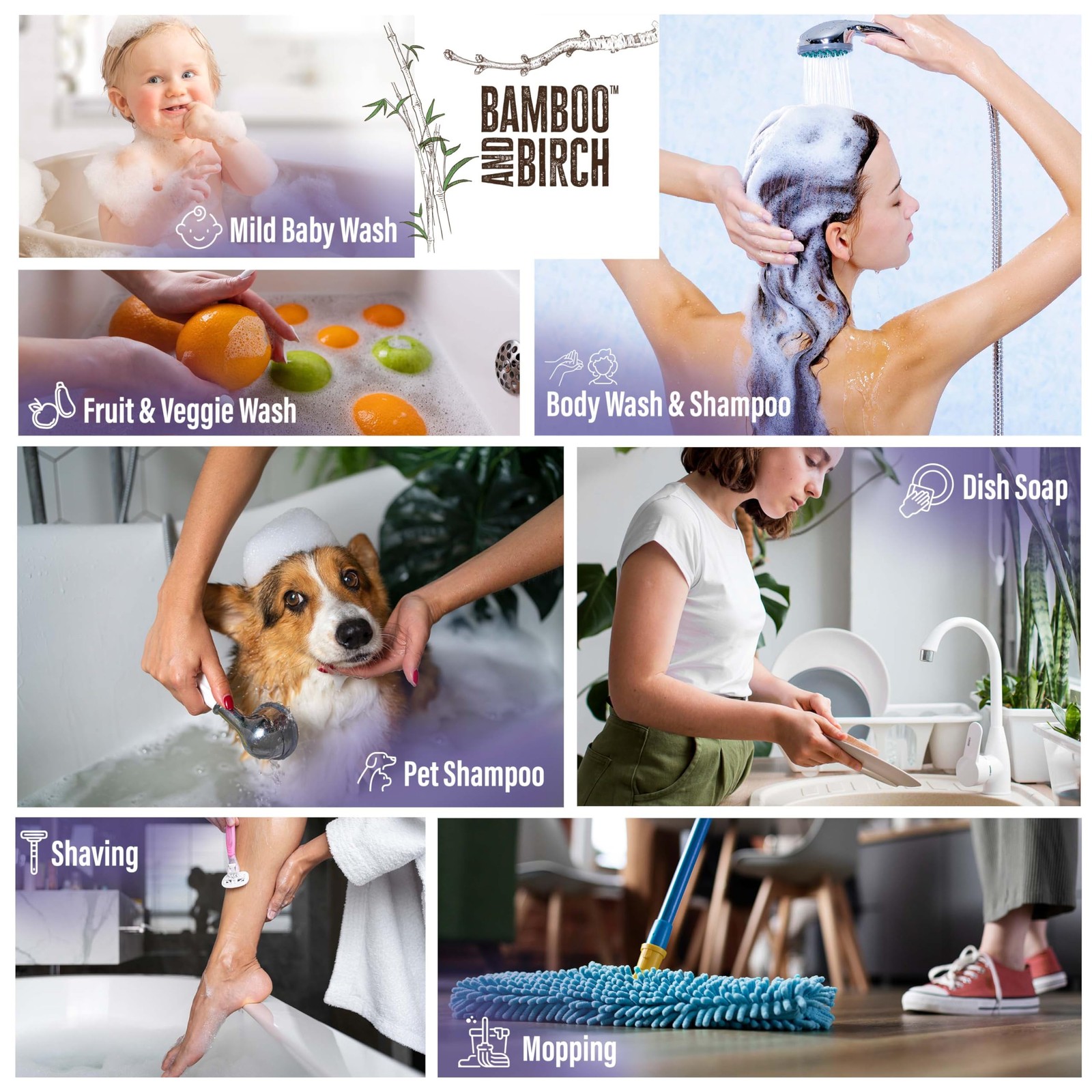 BAMBOO AND BIRCH Pure Castile Soap Liquid, Lavender, 64 64 Fl Oz (Pack of 1)