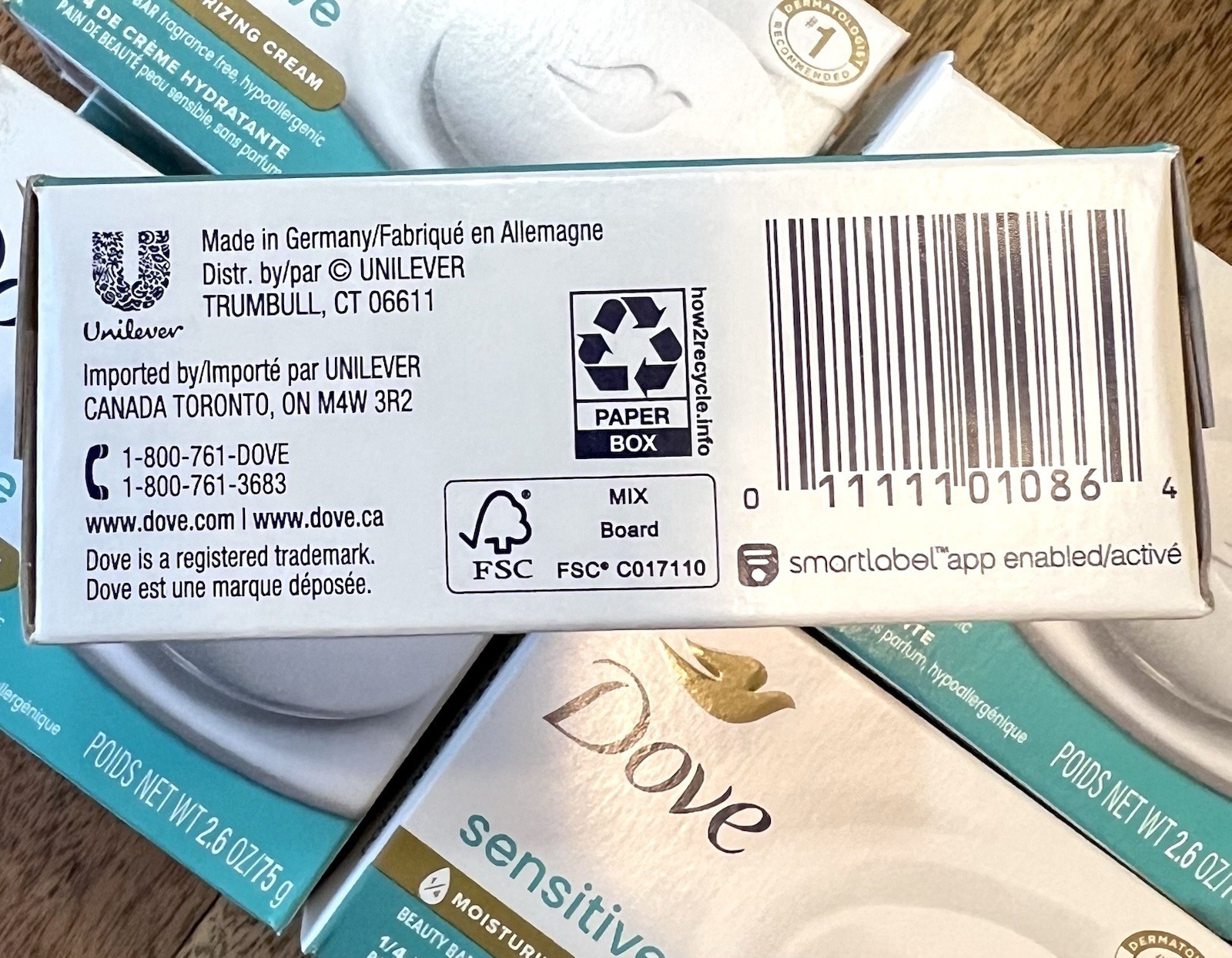 DOVE Sensitive Skin Beauty Bar Soap Fragrance Free Hypoallergenic 2.6oz Lot 10