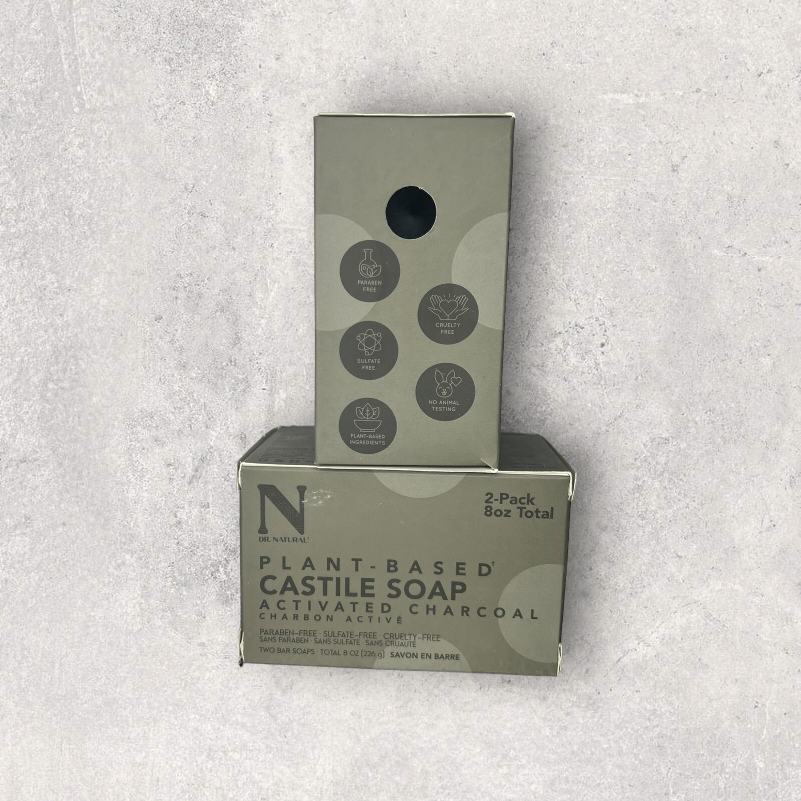 Dr. Natural Plant Based Castile Soap Activated Charcoal Paraben Free 2pks 4 Bars