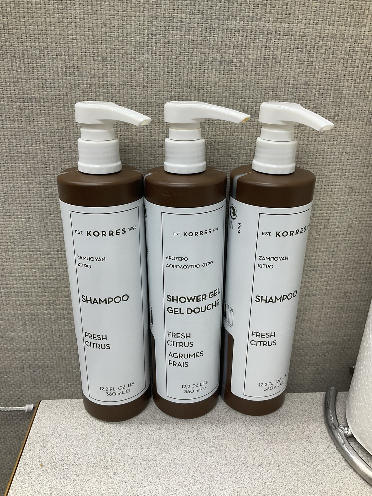LOT 3 (1) Korres SHOWER GEL Fresh Citrus 12.2oz + (2) SHAMPOO FRESH CITRUS