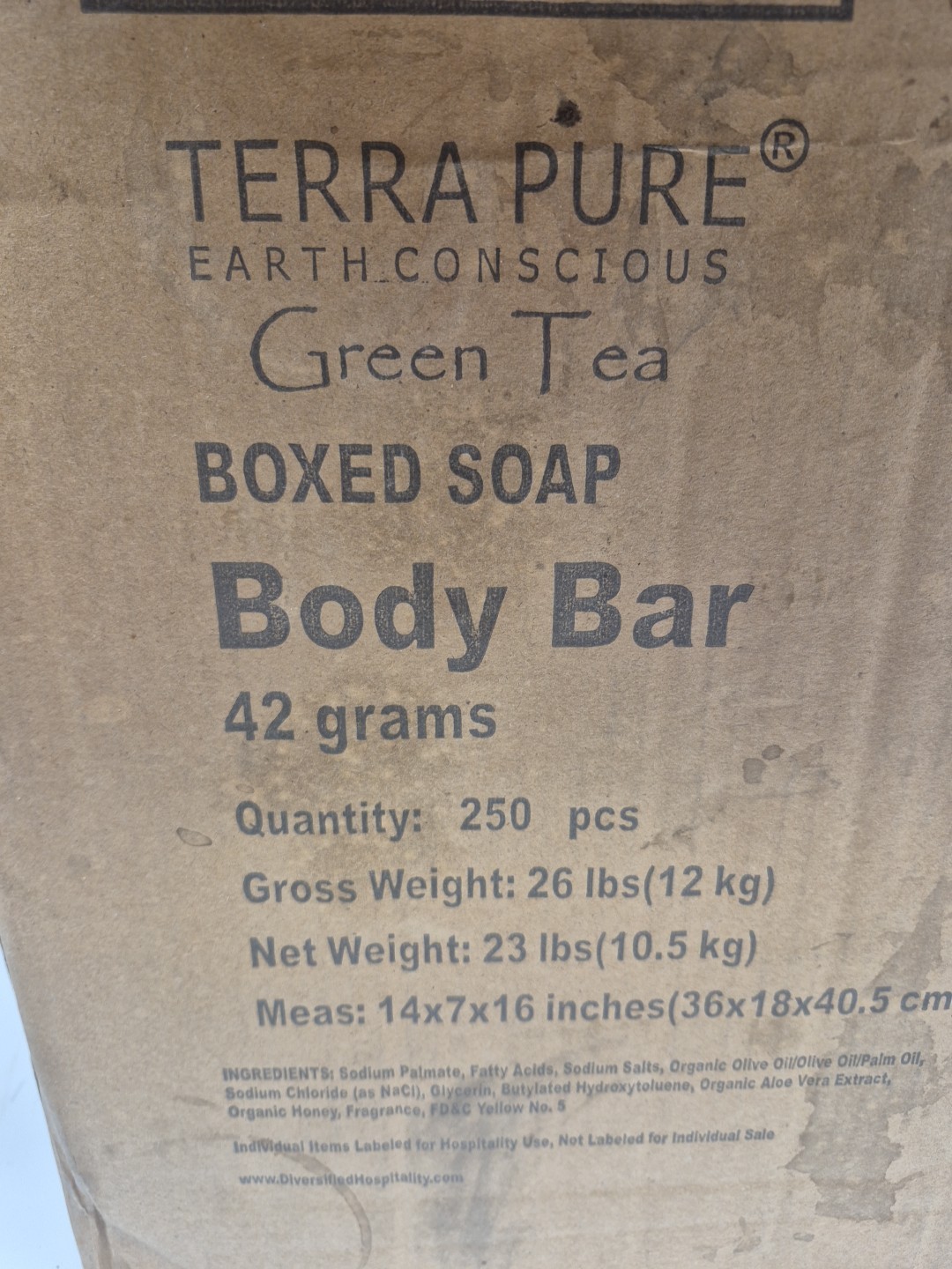 Travel Size 1.5 oz Soap Bar Terra Pure Earth Conscious Body Bar Box Of 250