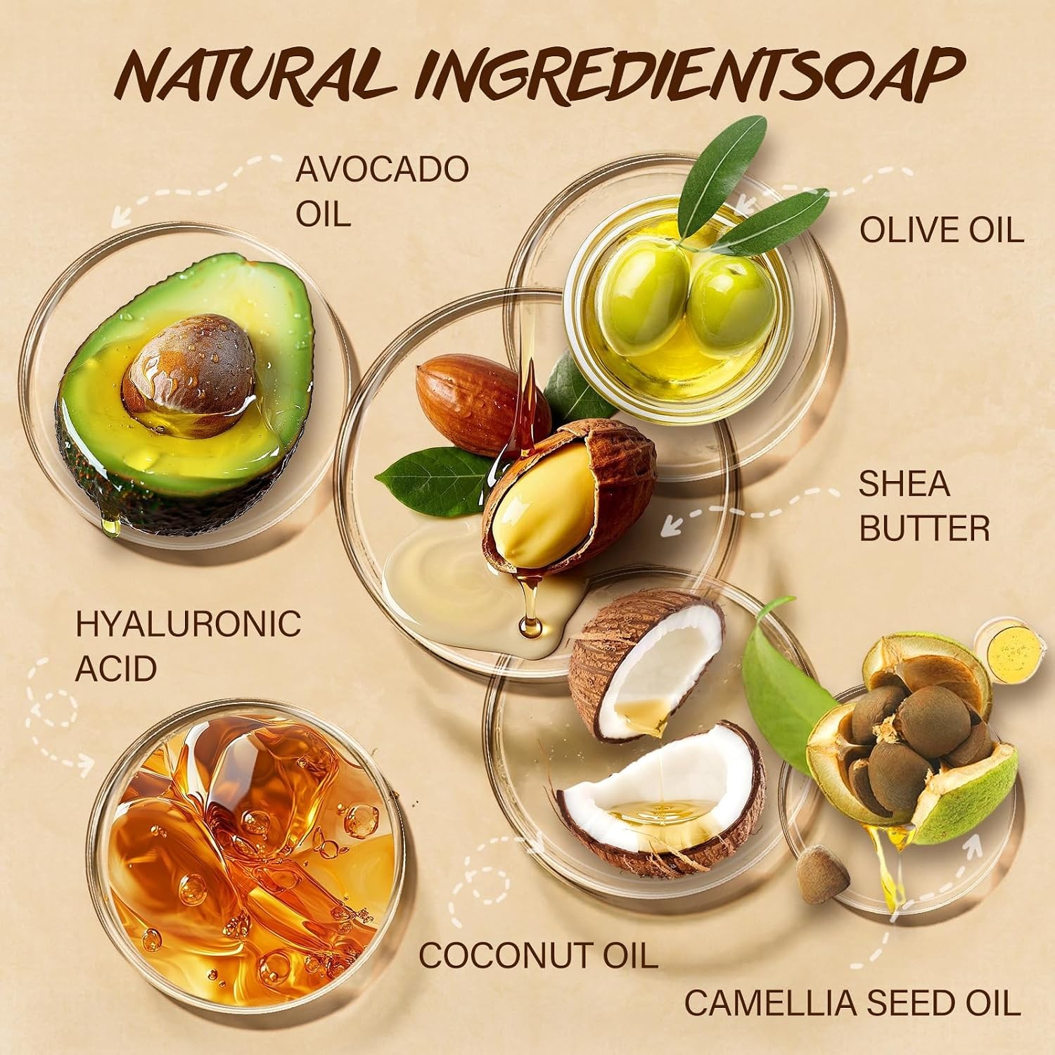 Natural Organic Bar Soap Set 6Pcs Plant Extracts Body Face Gift Men Women