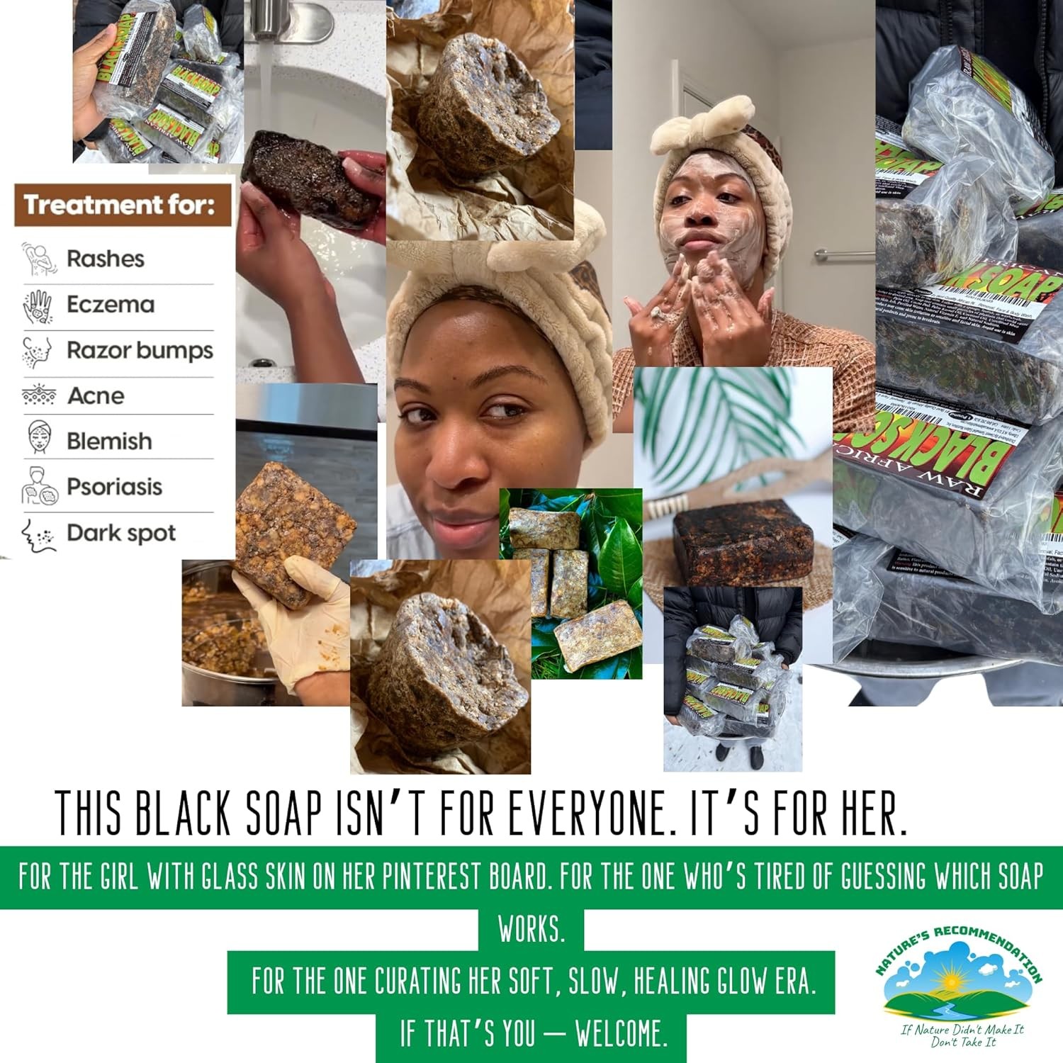 Premium African Black Soap – Pure 1 pound Bulk. Raw Organic Soap for Acne, Dry S