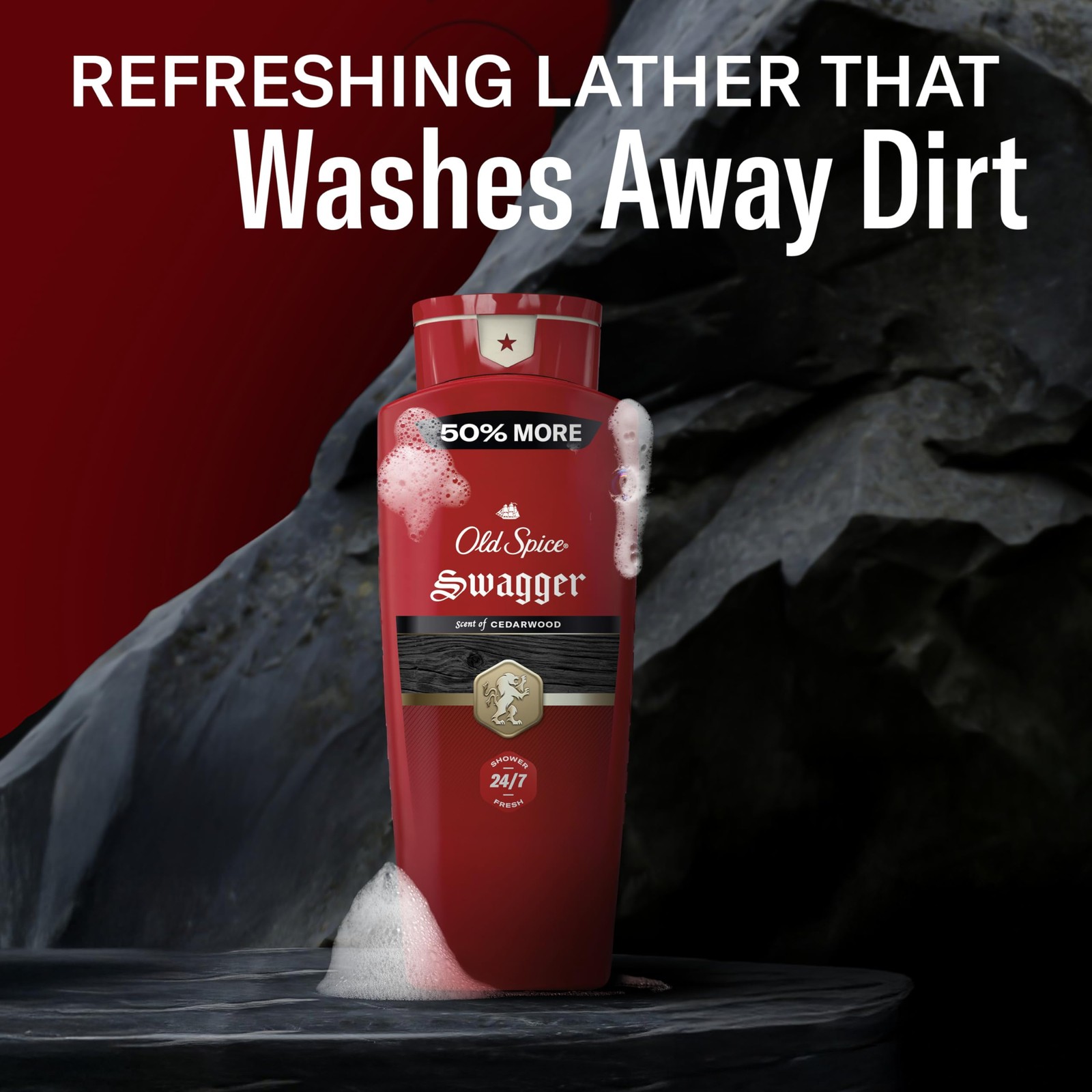 Old Spice Refreshing Body Wash for Men, 3X Defense, 24 Fl Oz (Pack of 2), Red
