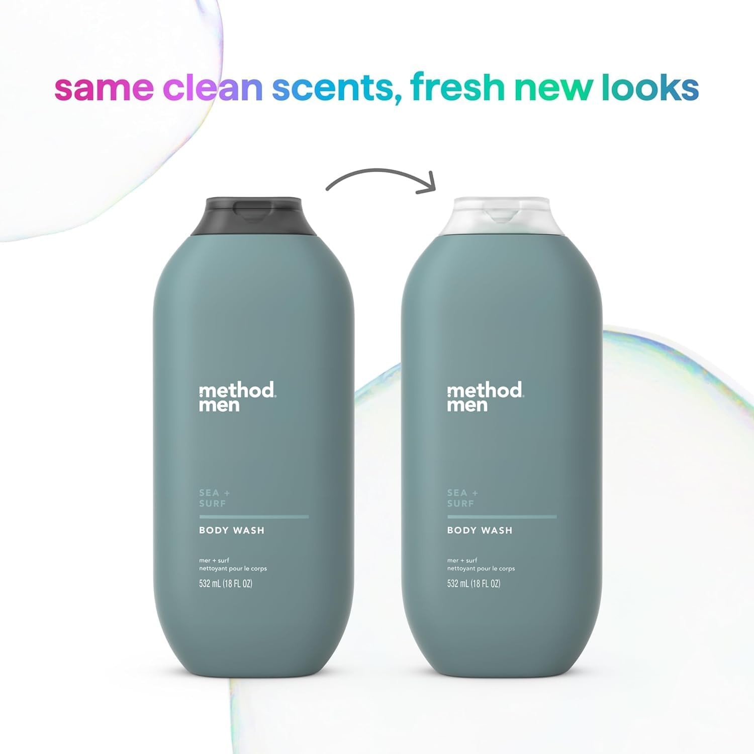 Method Men Body Wash, Sea and Surf Scent, Paraben 18 Fl Oz (Pack of 1), Clear