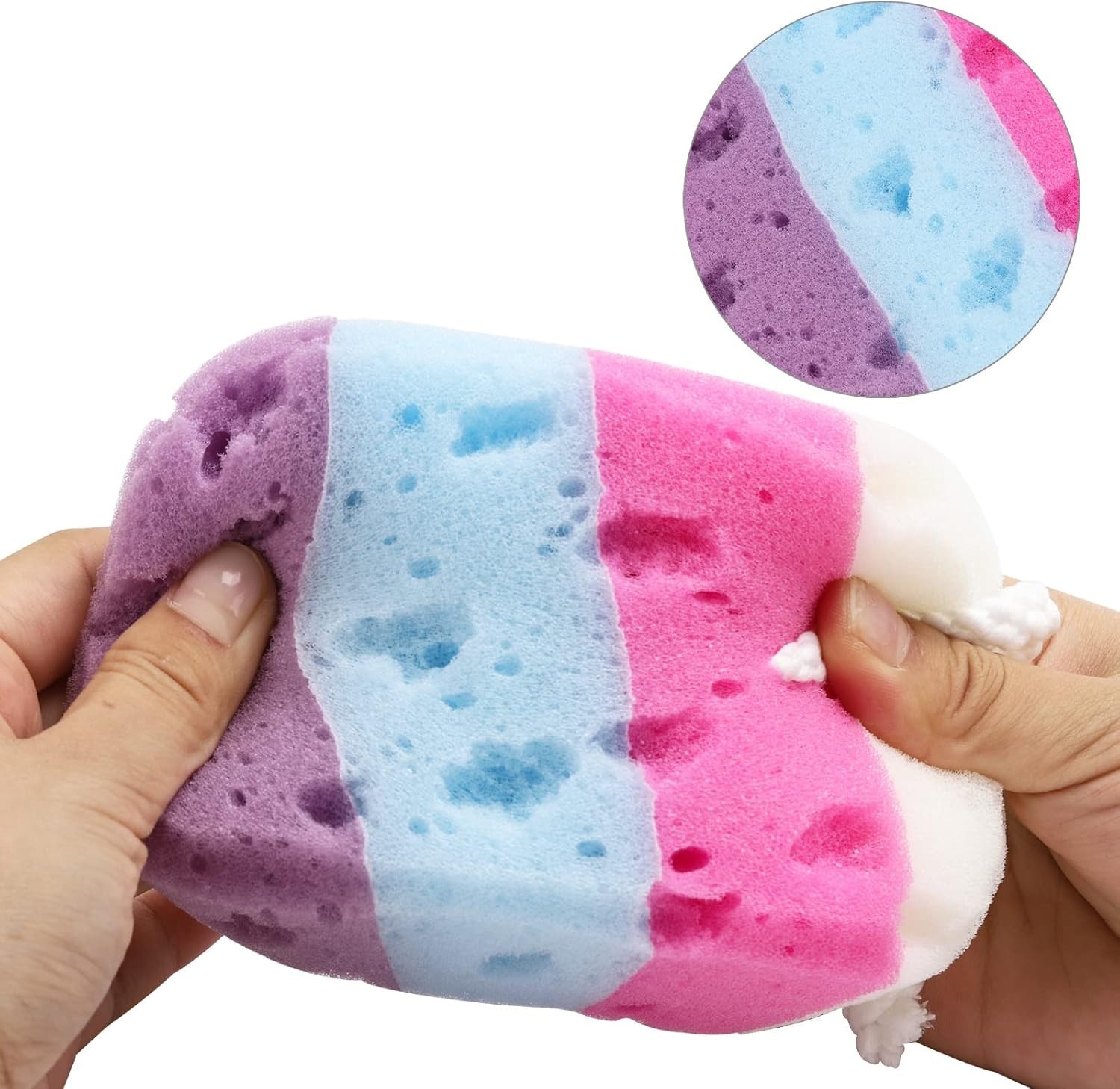 BTYMS 3 Pieces Exfoliating Bath Sponge Body Sponges Shower Loofah Multi Color