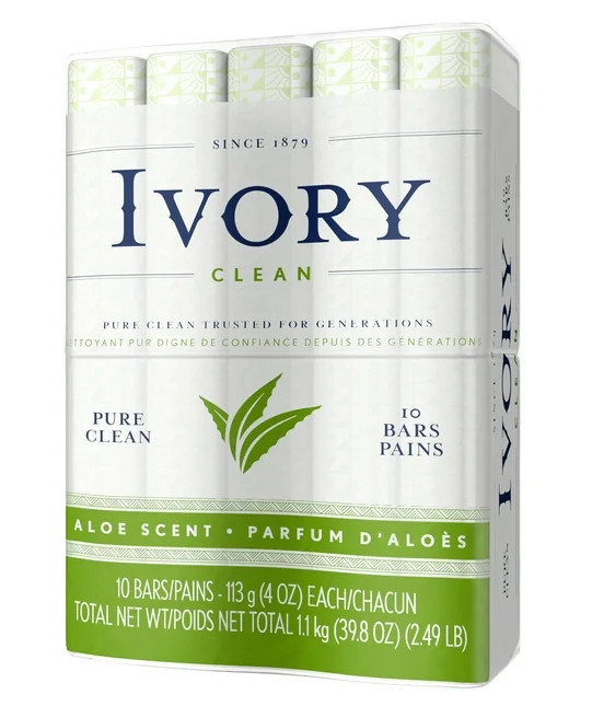 Ivory Bar Soap, Aloe Scent 4.0 Oz, 10 Count