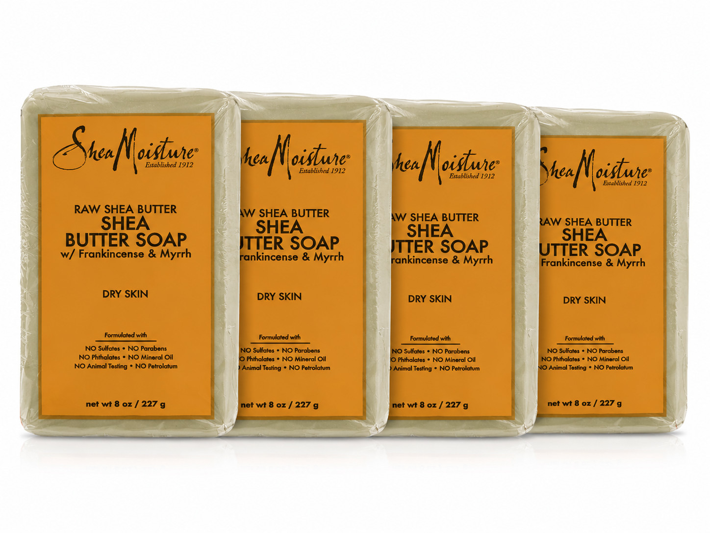 SheaMoisture Raw Shea Butter Soap Frankincense & Myrrh Dry Skin 8 oz 4 Pack