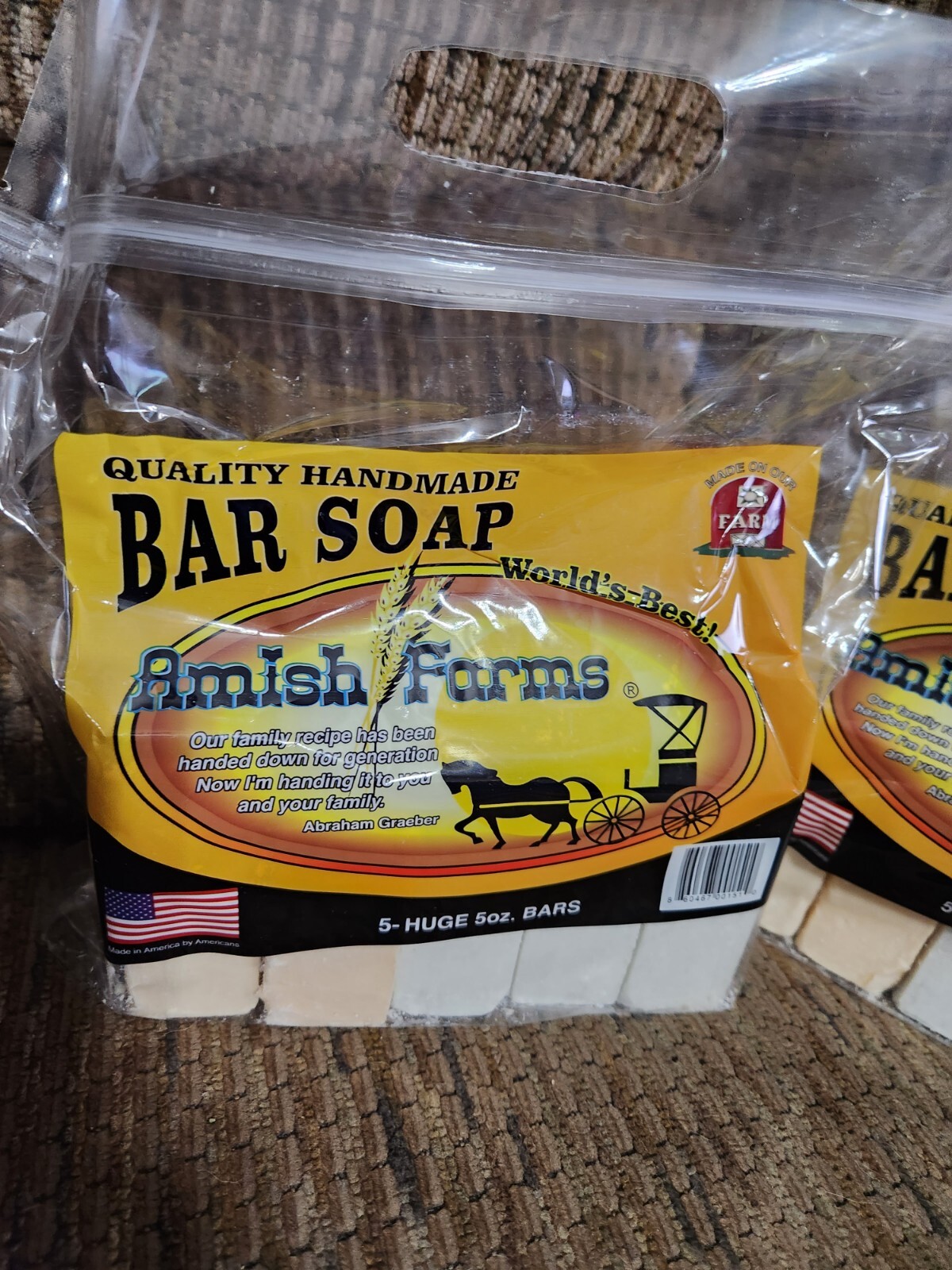 Amish Farm Bar Soap 2 Packs 10 Huge Bars 5oz Each Soap Made In USA
